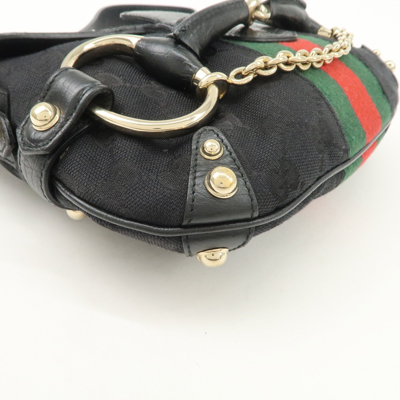 GUCCI Horsebit Sherry GG Canvas Leather Shoulder Bag 131094