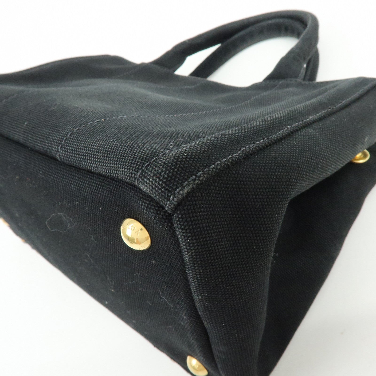 PRADA Triangle Logo Canapa Mini Canvas Bijoux 2Way Bag Black1BG439