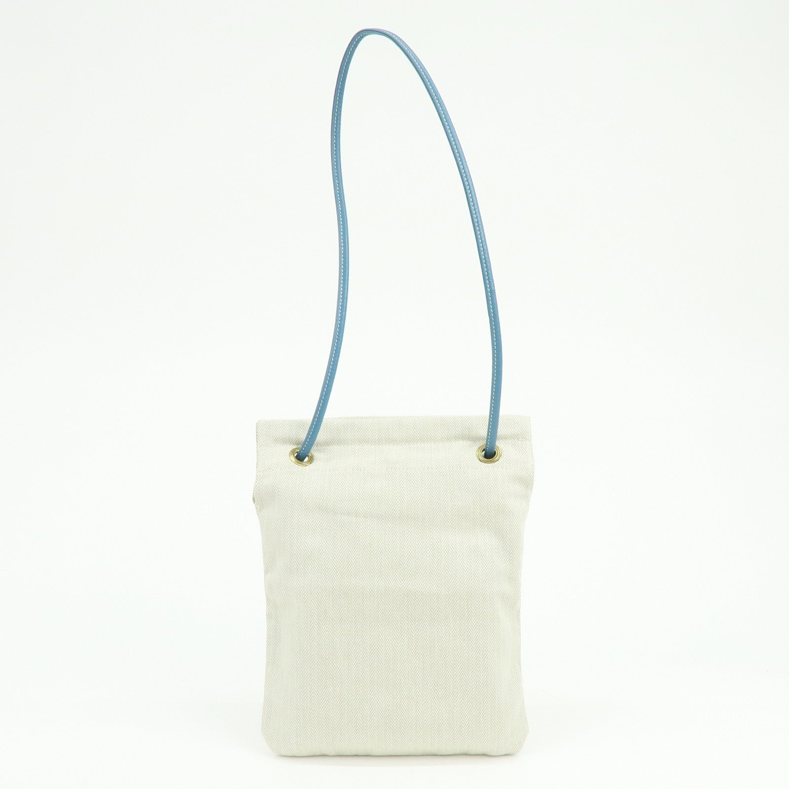 HERMES Aline PM Canvas Leather Shoulder Bag Hand Bag Natural Blue