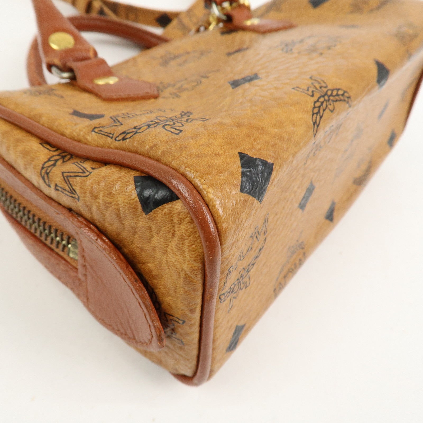 MCM Visetos Leather 2Way Mini Boston Hand Shoulder Crossbody Bag