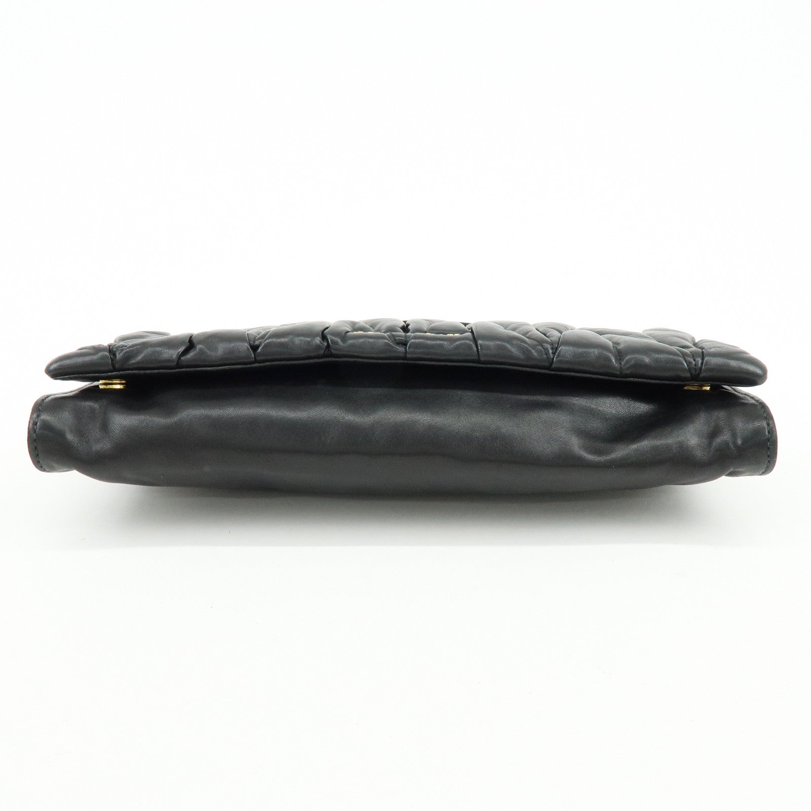 MIU MIU Matelasse Nappa Leather Shoulder Bag Clutch Bag Black