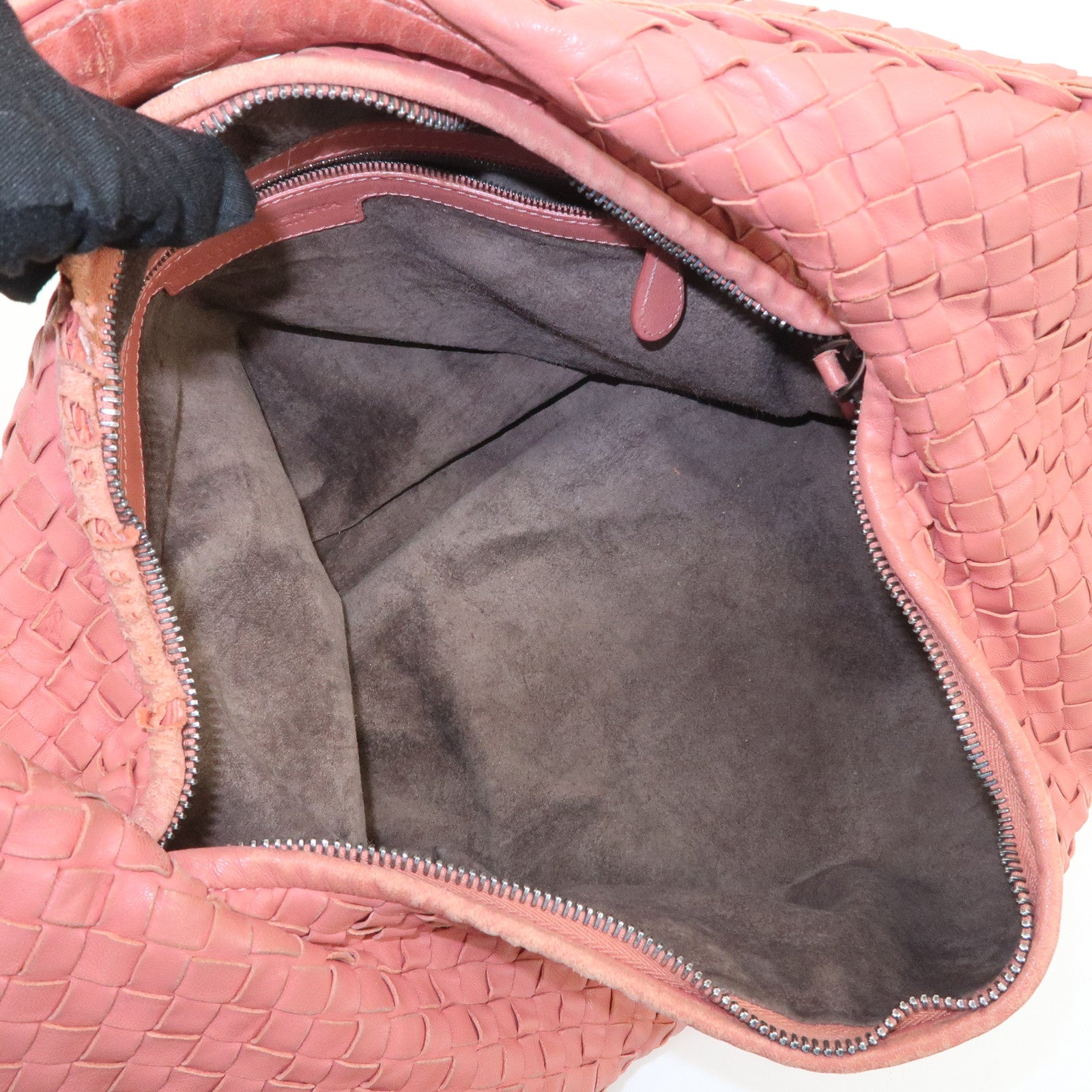 BOTTEGA VENETA Intrecciato Leather Shoulder Bag Hand Bag Pink