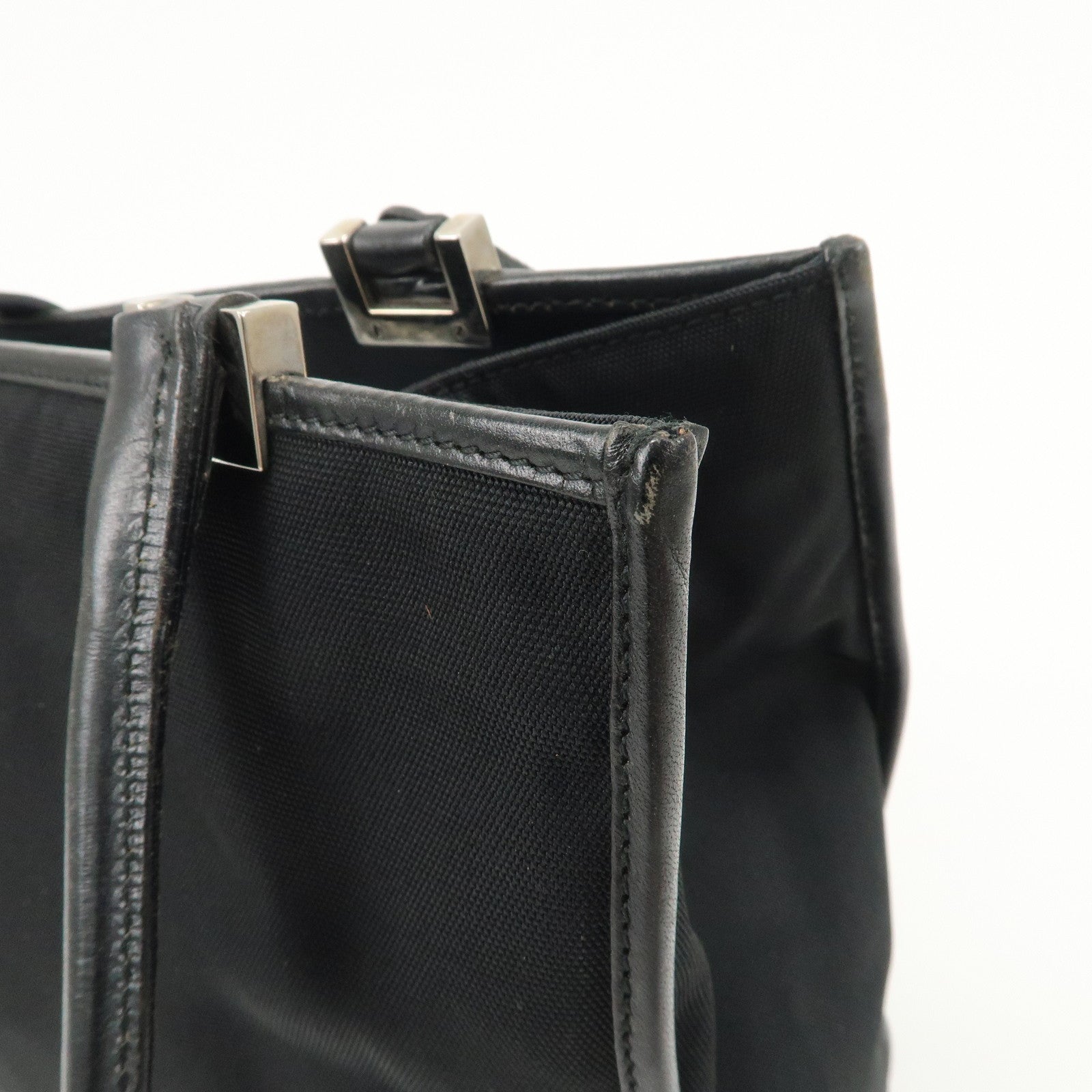 GUCCI Jackie Canvas Leather Tote Bag Shoulder Bag Black 002.1073 Used