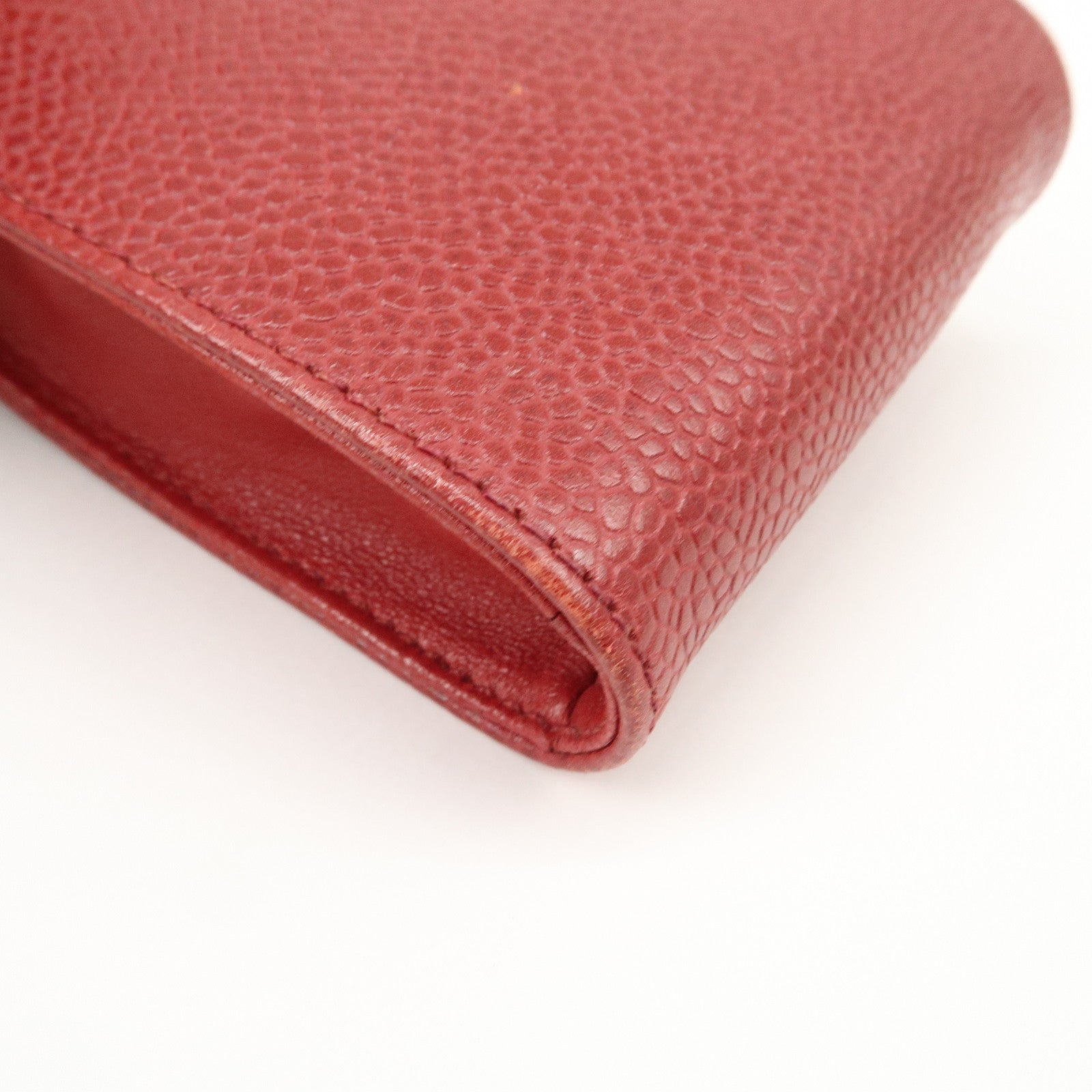 CHANEL COCO Mark Caviarskin Chain Shoulder Bag Pouch Red