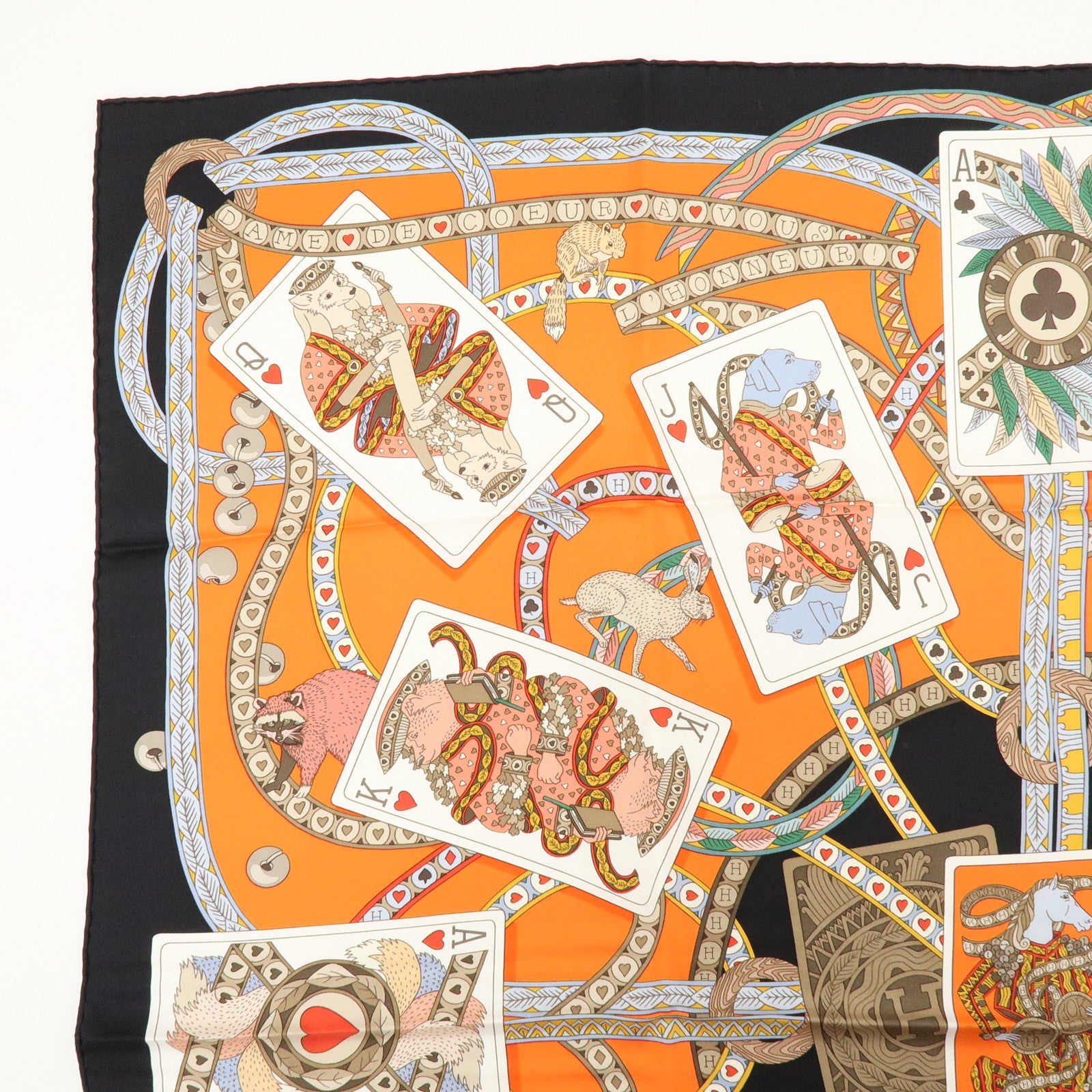 HERMES Carre 90 Silk 100% Scarf DAME DE COEUR A VOUS L’HONNEUR