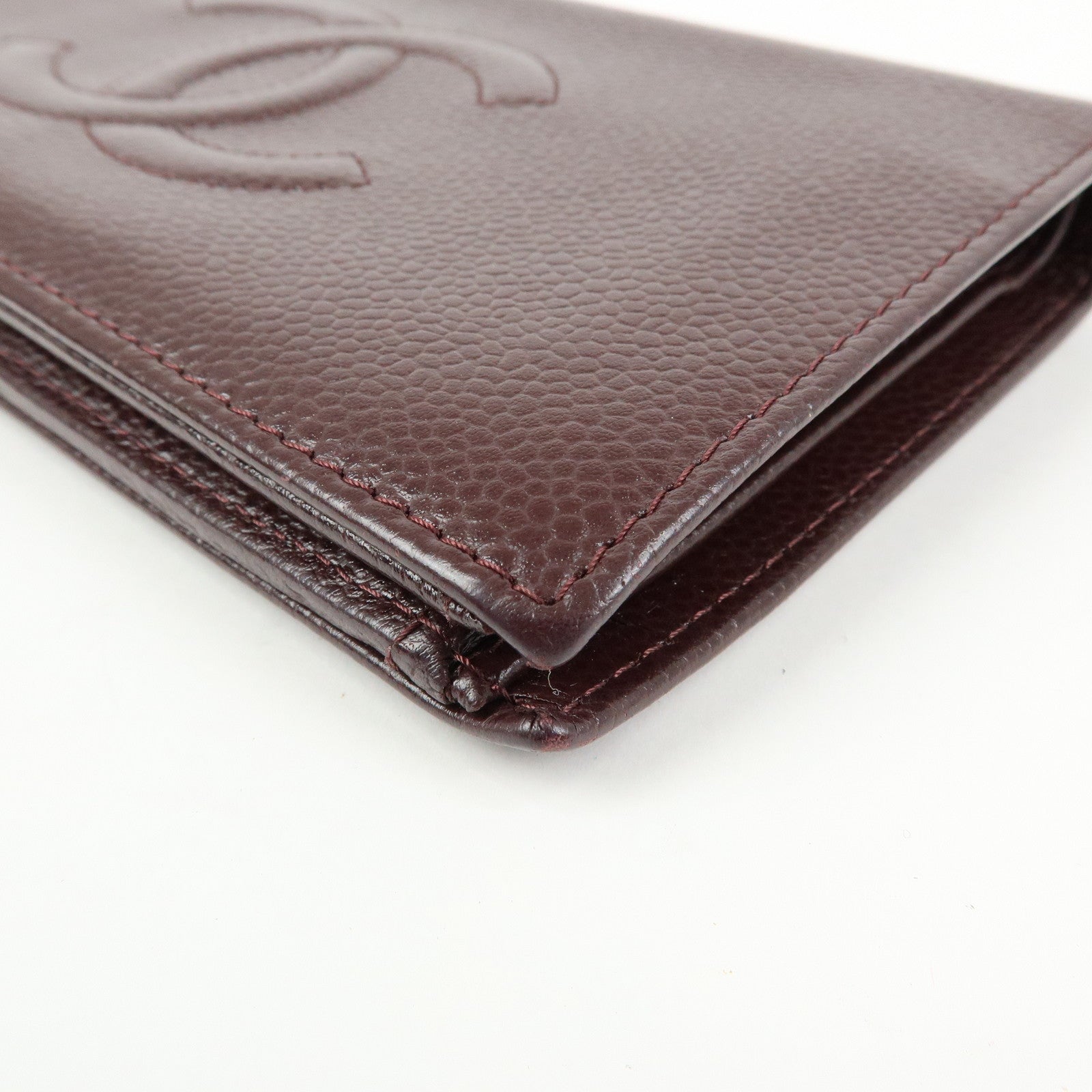 CHANEL COCO Mark Caviarskin Flap Bi-fold Long Wallet Brown