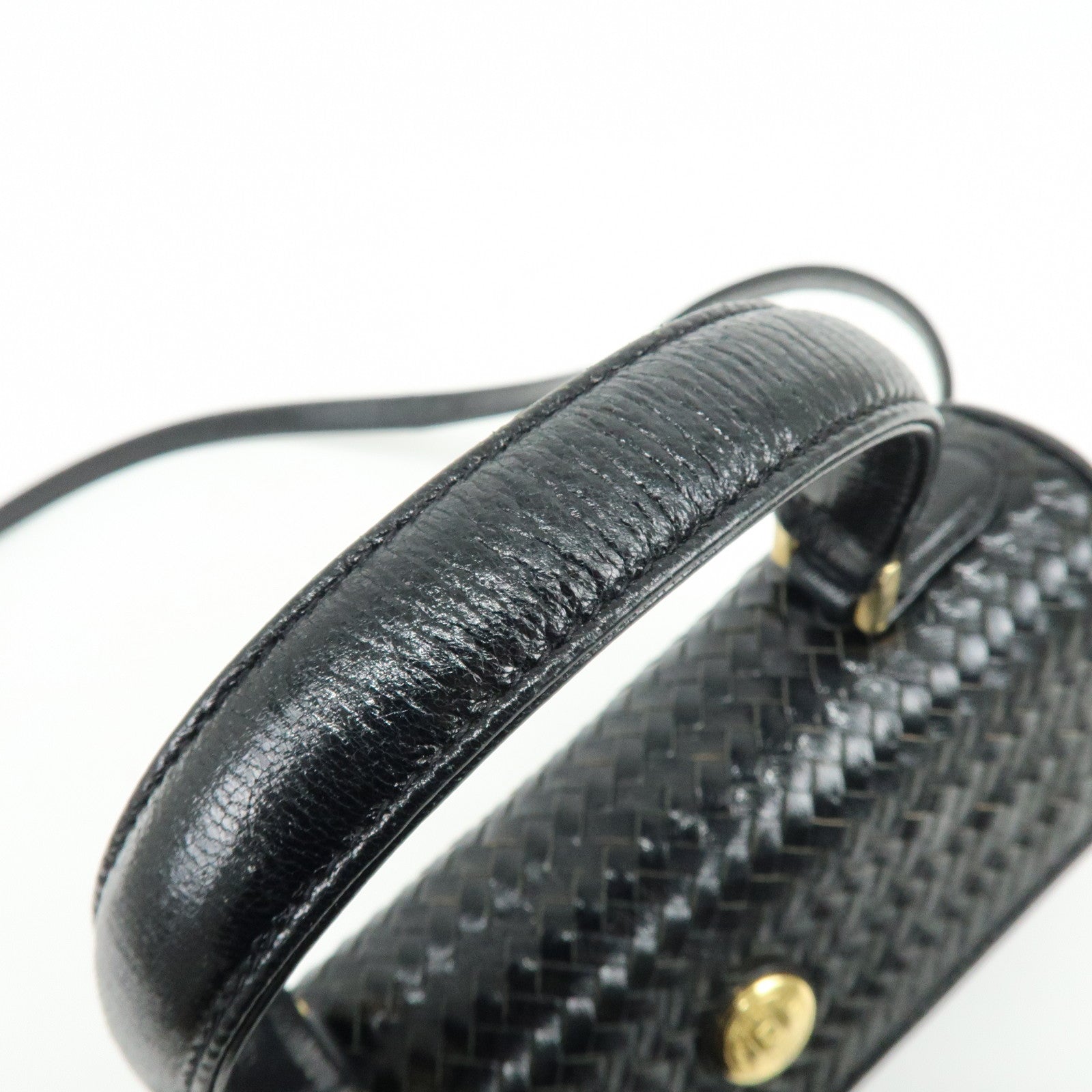 FENDI Leather 2Way Bag Hand Bag Shoulder Bag Black c-13742-2