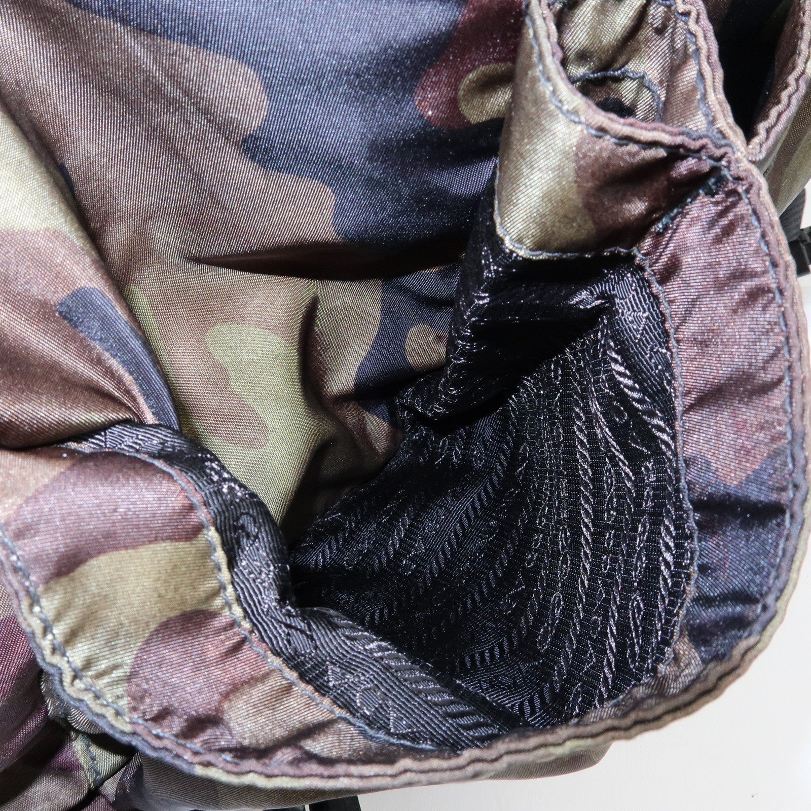 PRADA Triangle Logo Camouflage Nylon Saffiano Leather Shoulder Bag