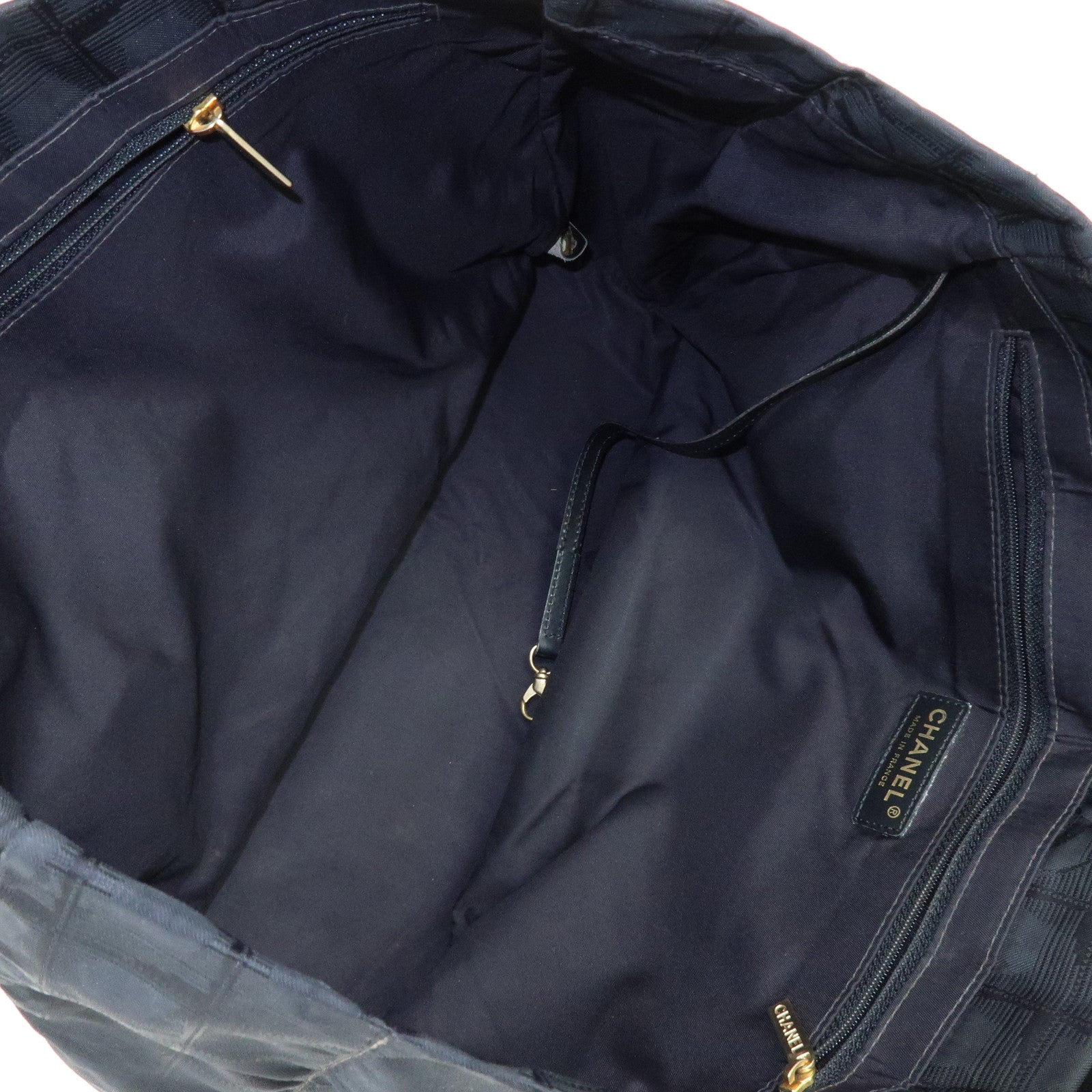 CHANEL New Travel Line Nylon Jacquard Leather Tote Bag A15991