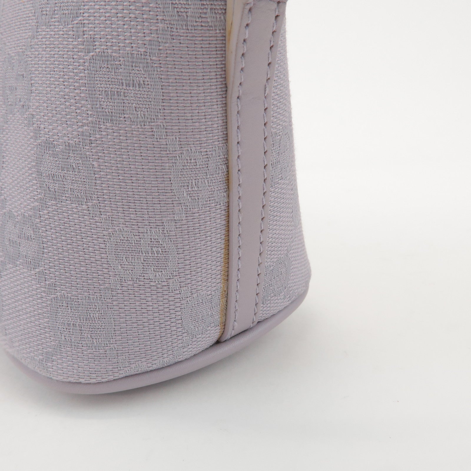 GUCCI Boat Bag GG Canvas Leather Hand Bag Pouch Light Purple 07198