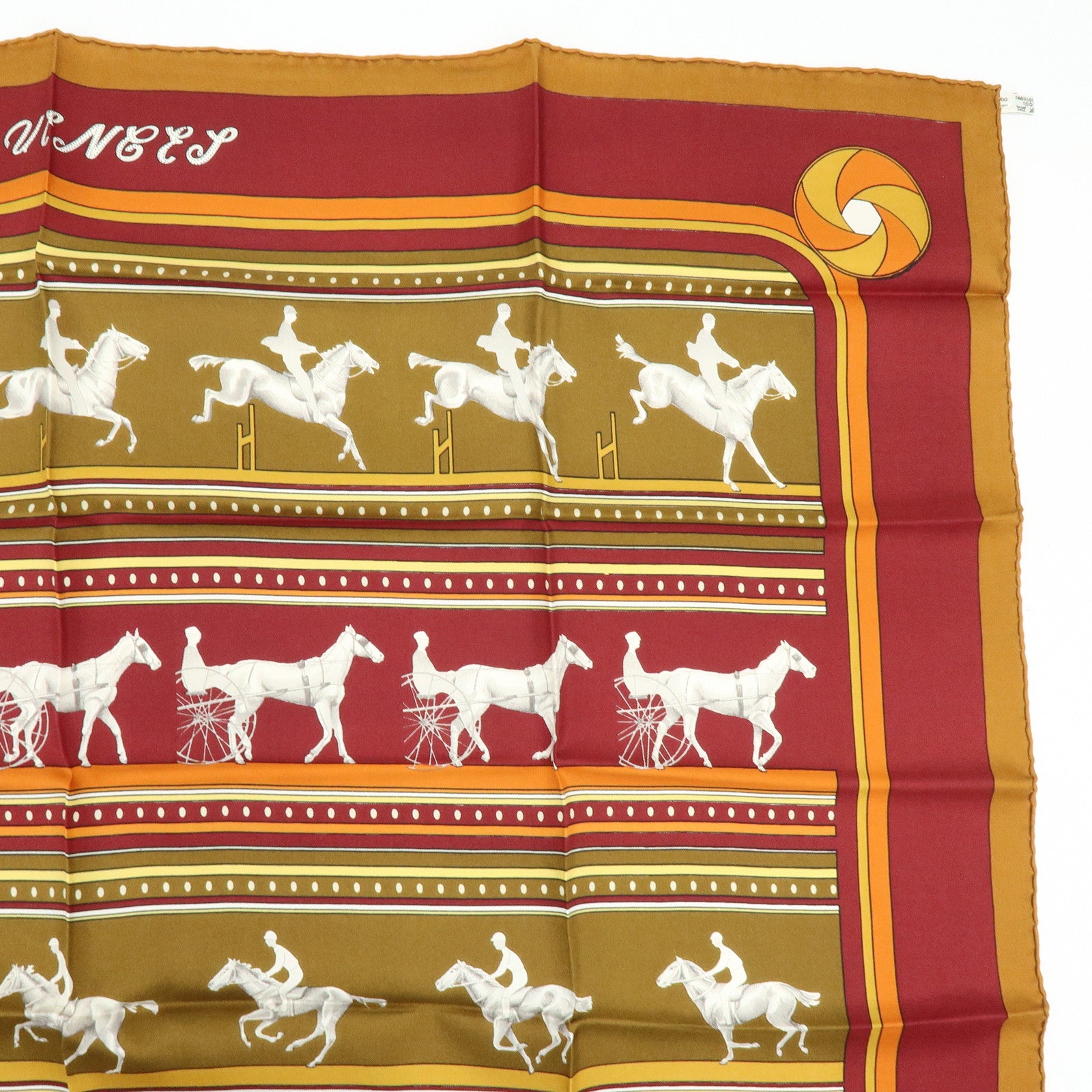 HERMES Carre 90 Silk 100% Scarf SEQUENCES Horse Print Brown