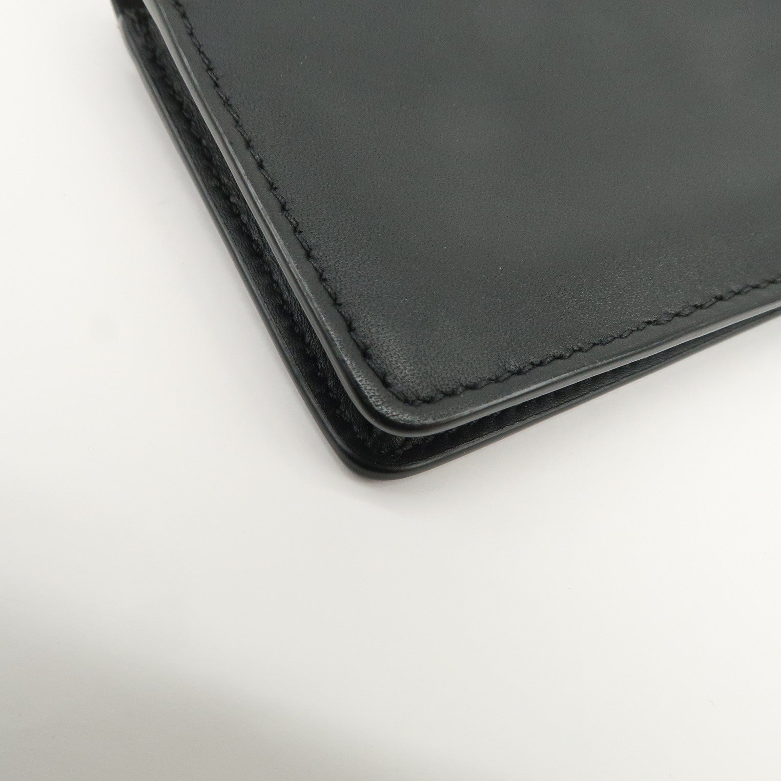 BOTTEGA VENETA Intrecciato Leather Card Case Card Holder Black