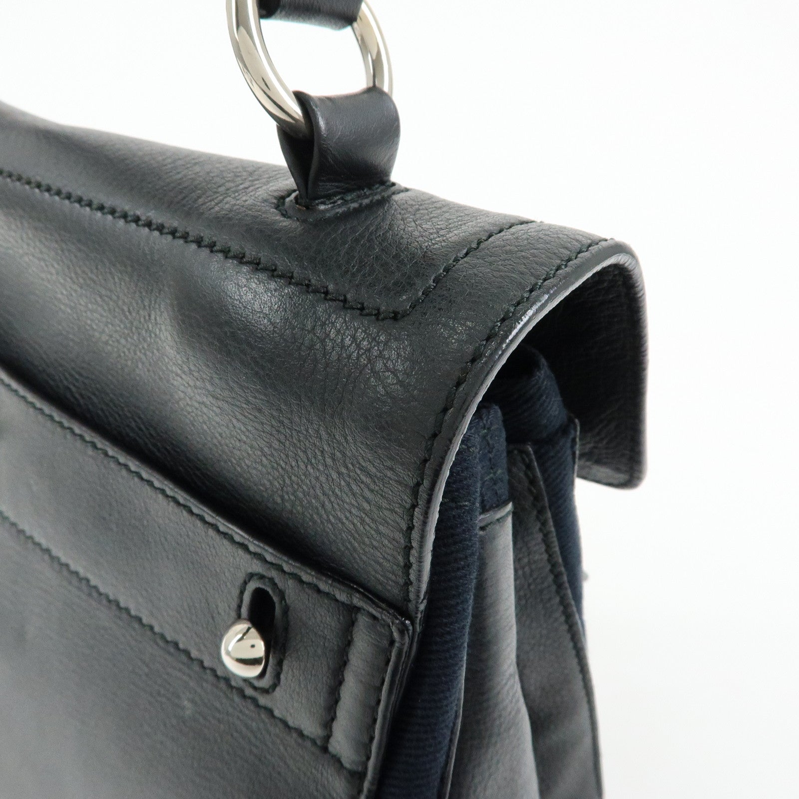 SAINT LAURENT PARIS Muse Two Leather Canvas 2WAY Bag Black 527411
