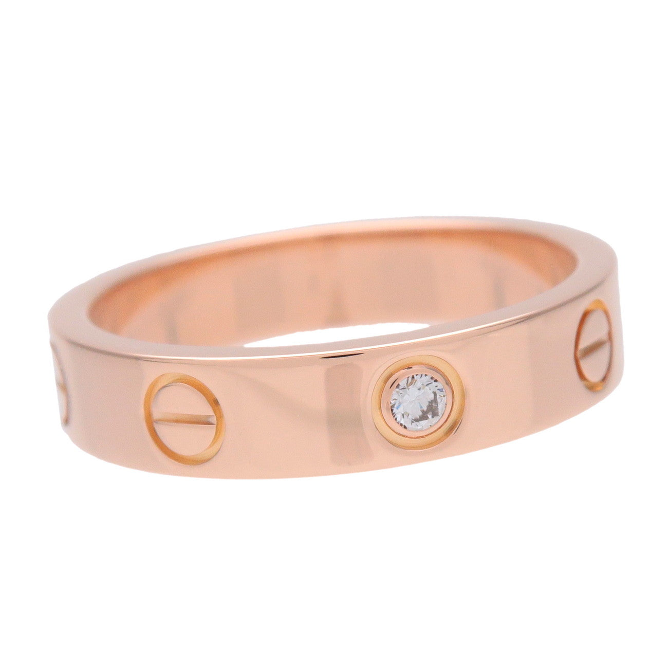 Cartier Mini Love 1P Diamond Ring K18 750PG Rose Gold #50 US5.25