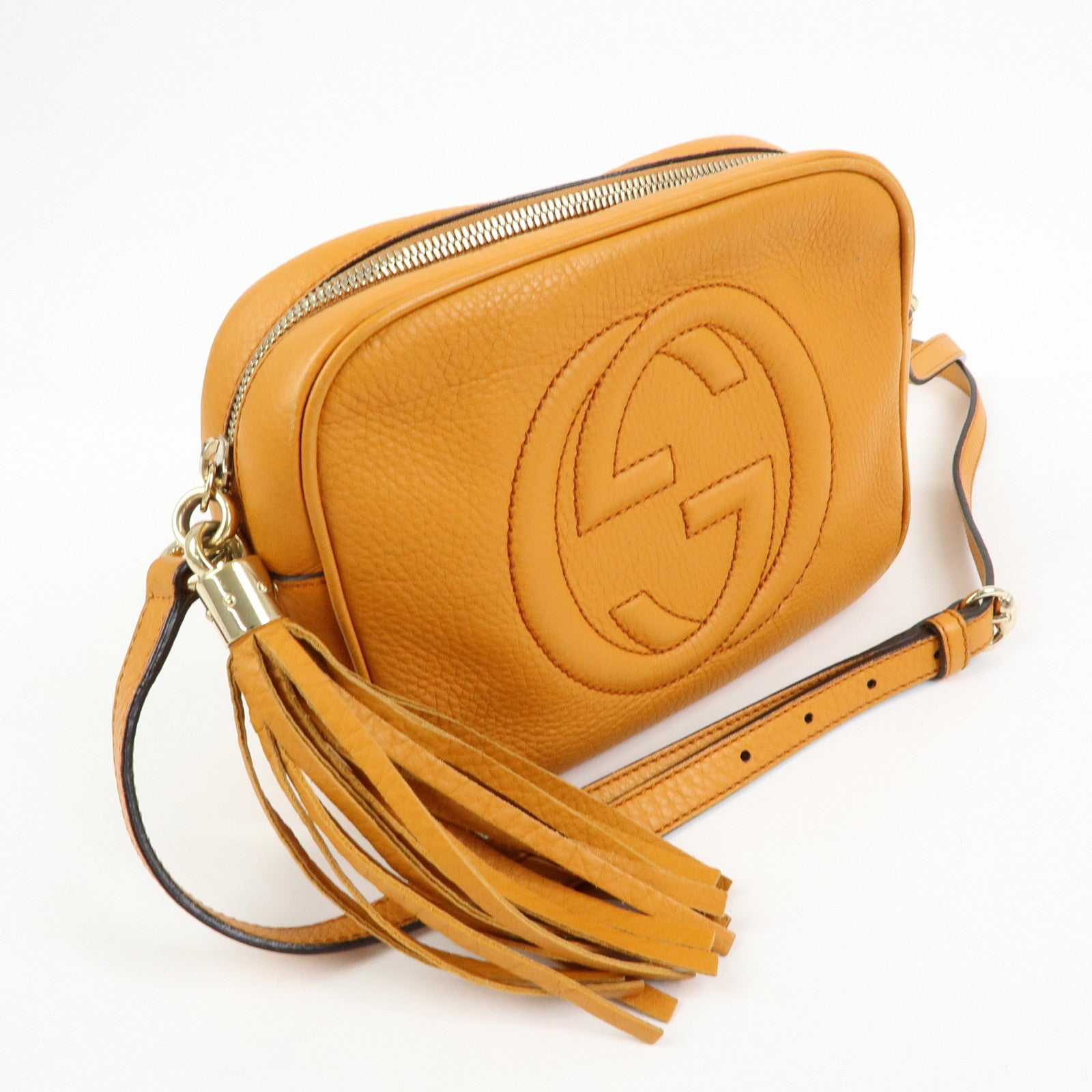 GUCCI SOHO Leather Shoulder Bag Crossbody Bag Orange 308864