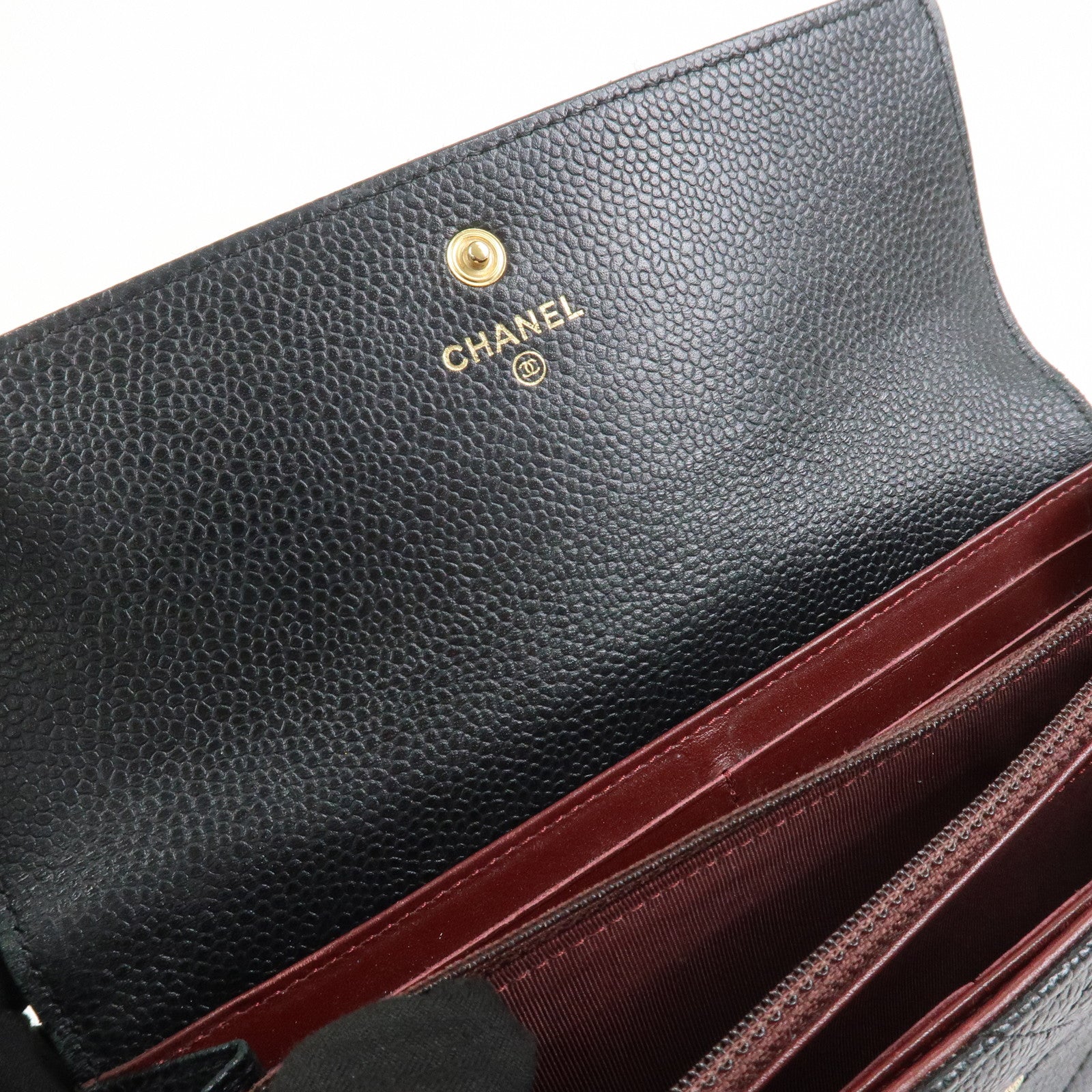 CHANEL COCO Mark Matelasse Caviarskin Long Flap Wallet Black A50096