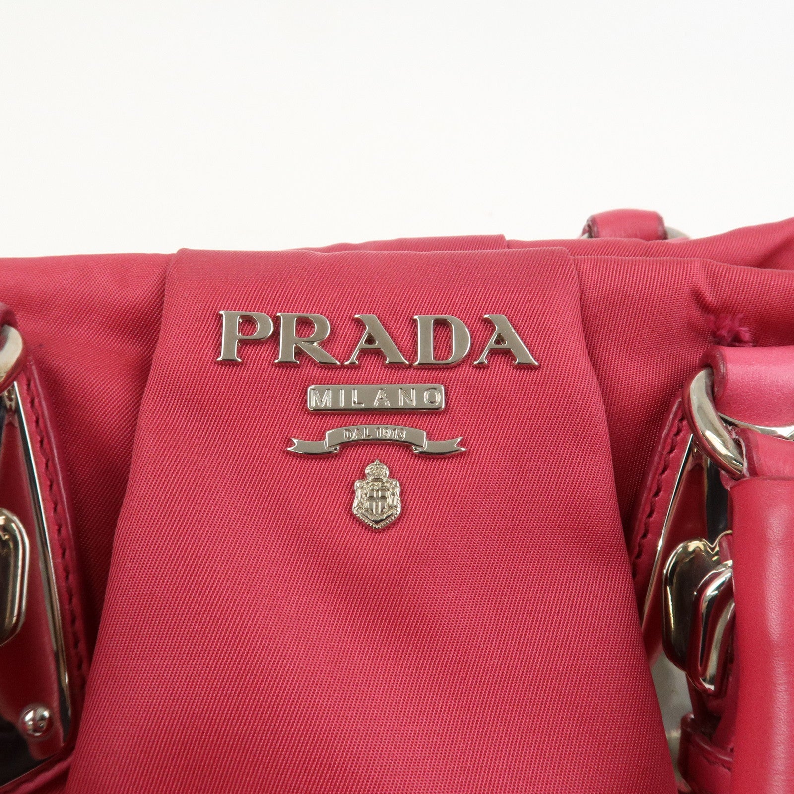 PRADA Logo Nylon Leather 2Way Bag Hand Bag Shoulder Bag Pink