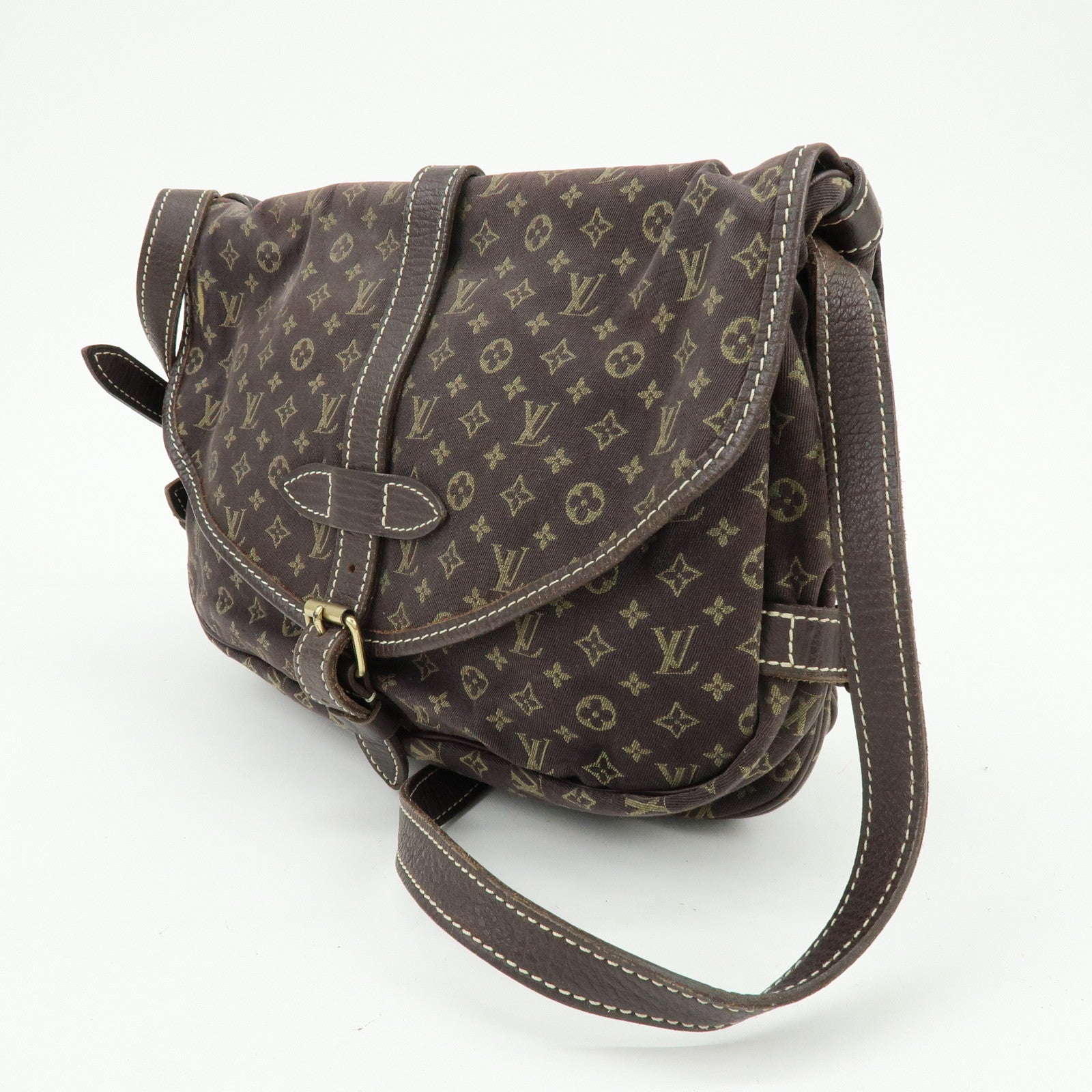 Louis Vuitton Monogram Mini Lin Saumur 30 Shoulder Bag Ebene M95227