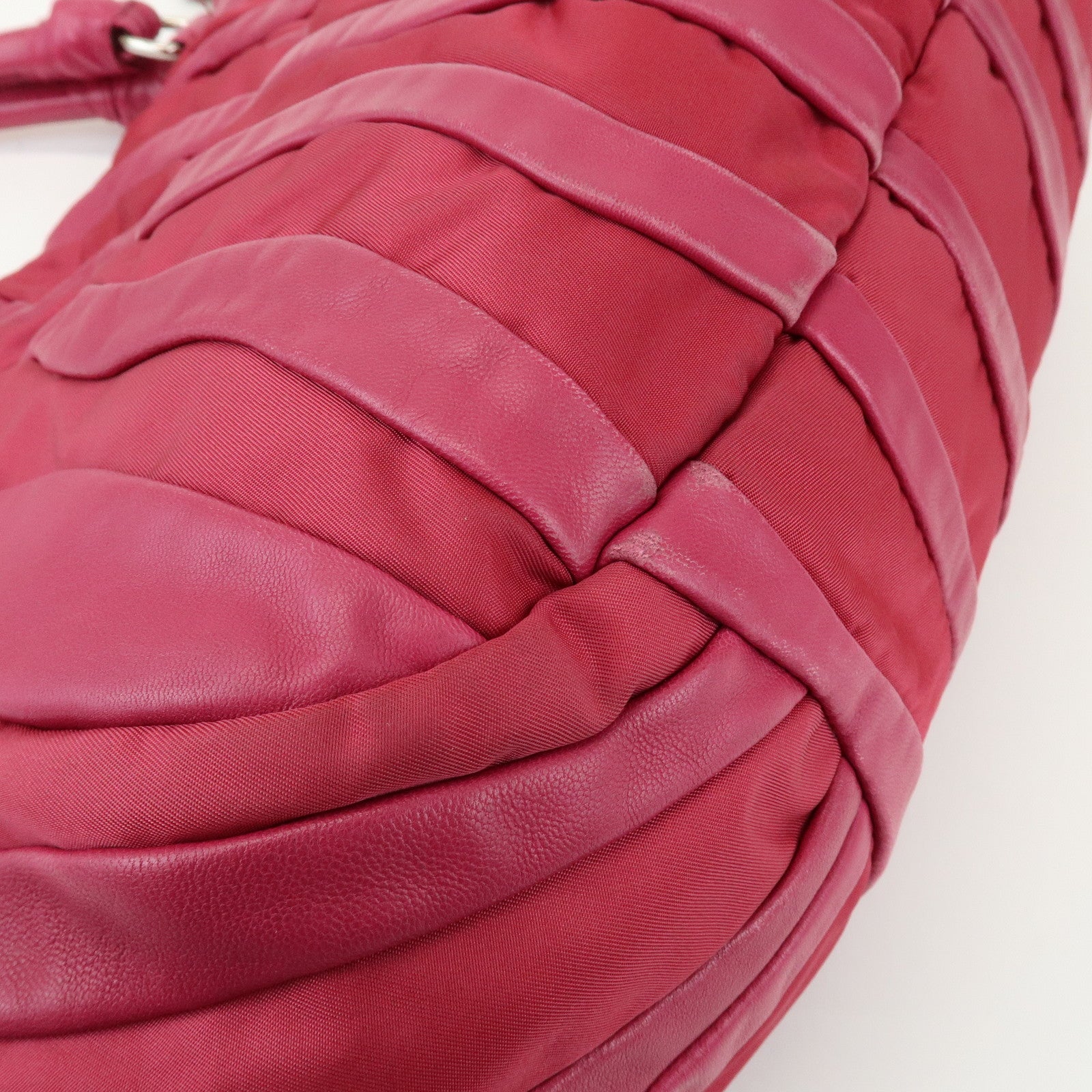PRADA Nappa Leather Nylon Hand Bag Shoulder Bag Pink BR3994