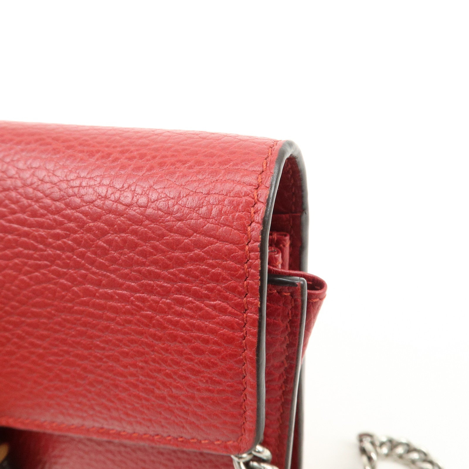 GUCCI Dionysus Leather Chain Shoulder Bag Crossbody Bag Red 401231
