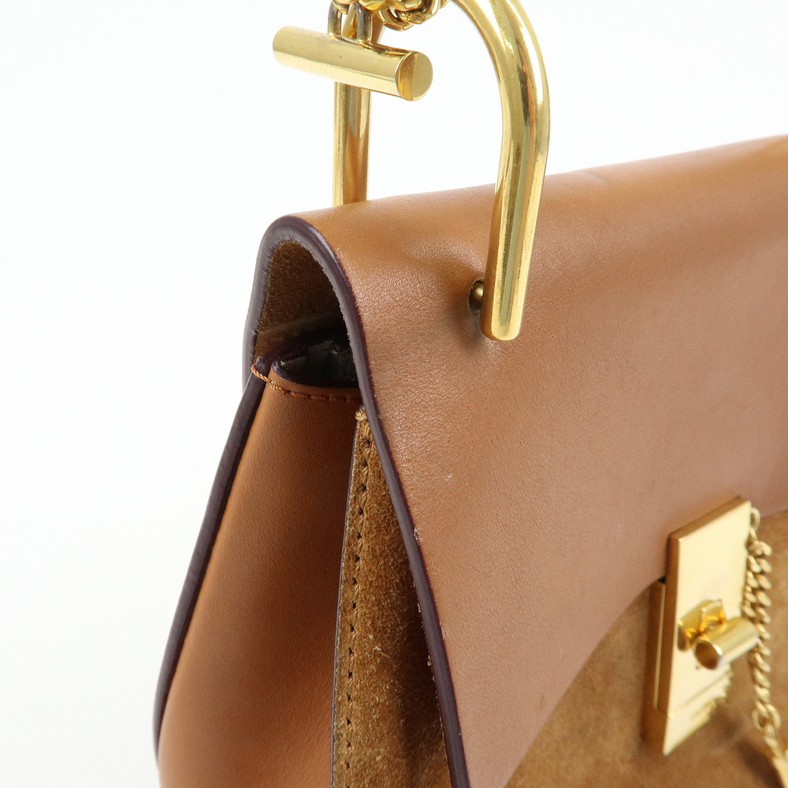 Chloe Drew Leather Suede Shoulder Bag Crossbody Bag Brown