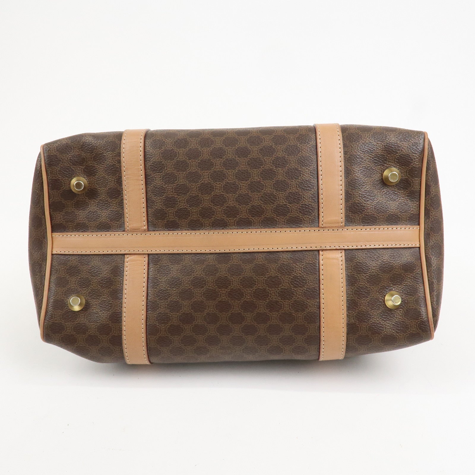 CELINE Macadam PVC Leather Boston Bag Hand Bag Brown