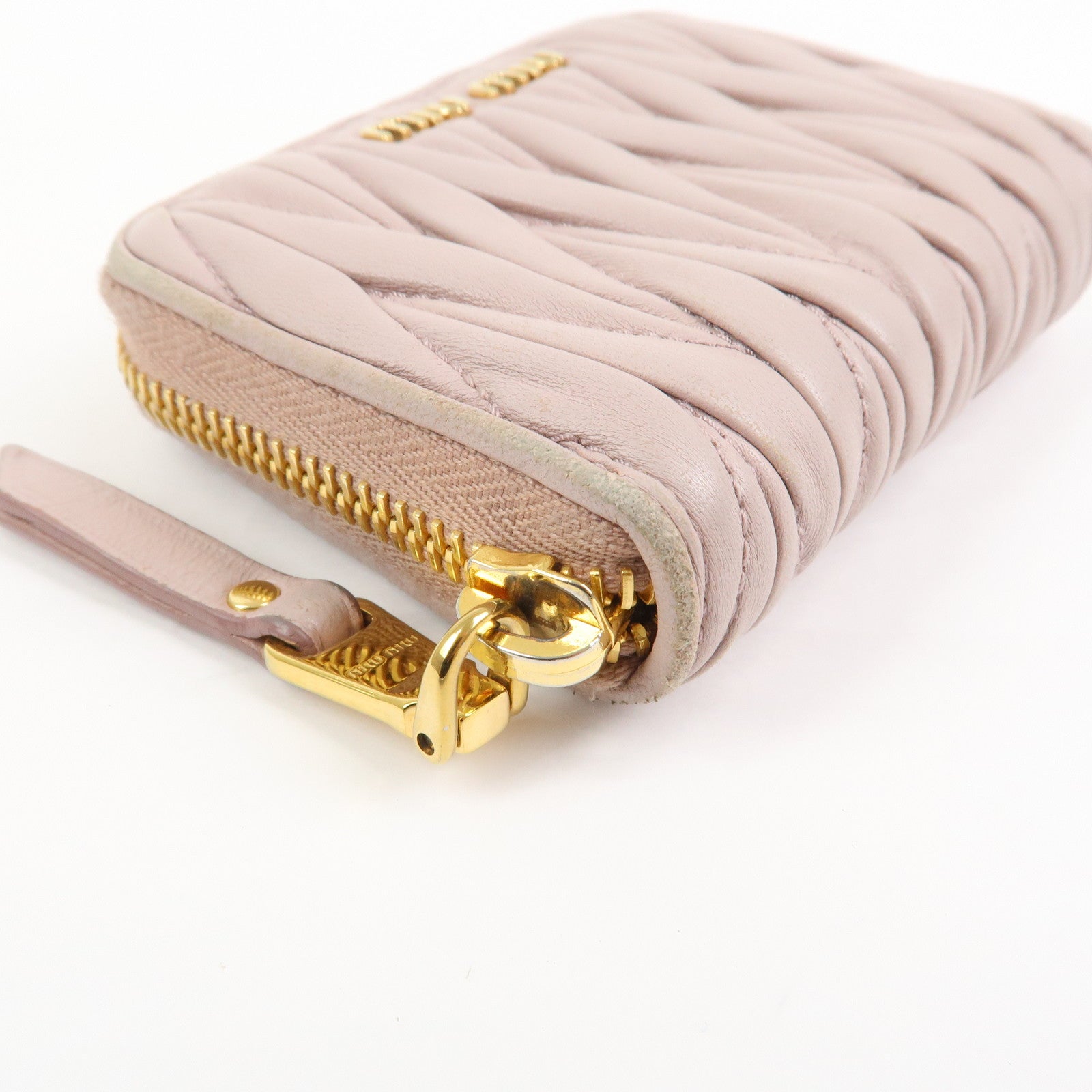 MIU MIU Matelasse Set of 3 Wallet Key Case Pink Beige Green