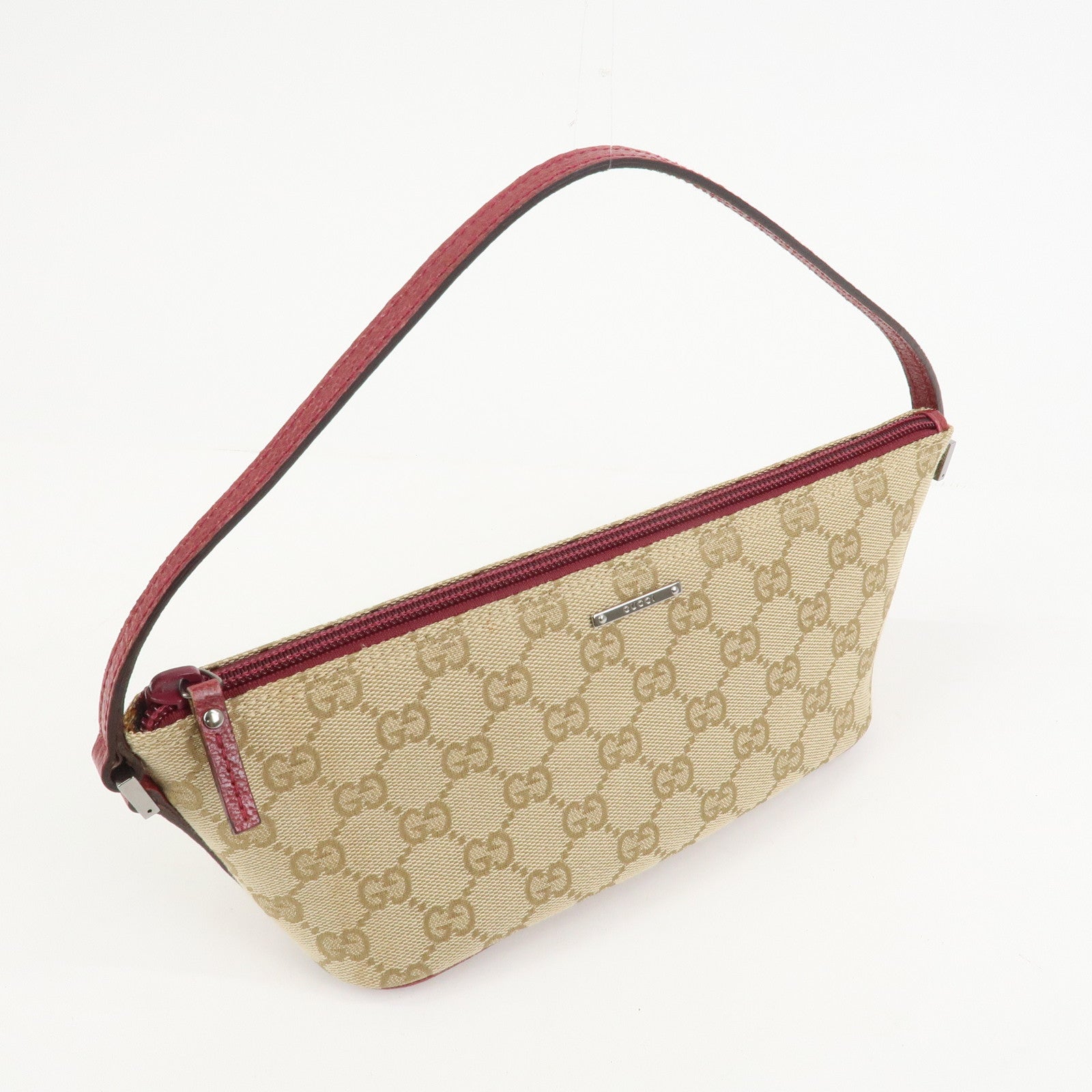 GUCCI Boat Bag GG Canvas Leather Hand Bag Light Brown 07198