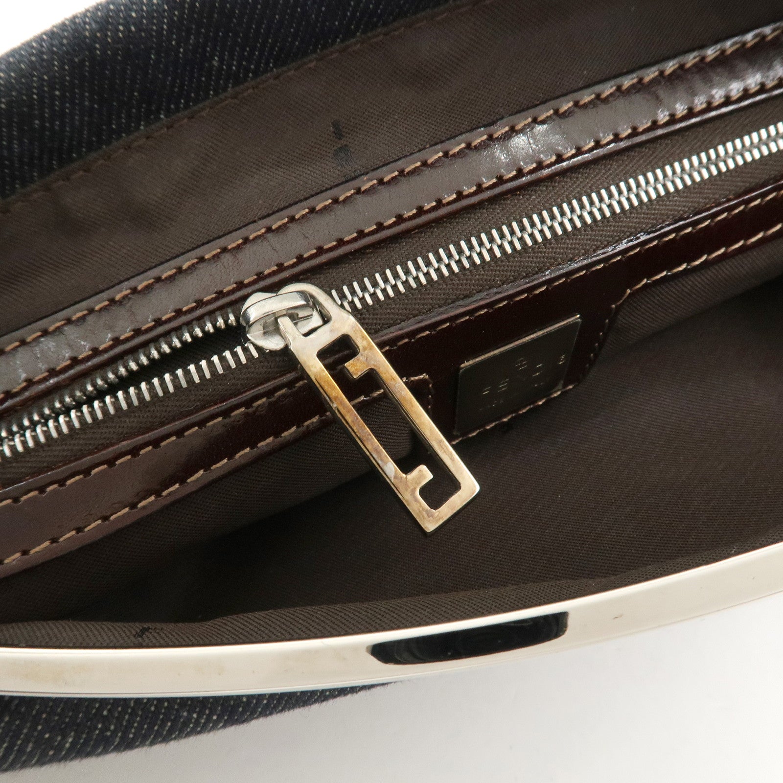 FENDI Denim Shoulder Bag Hand Bag Navy 26736