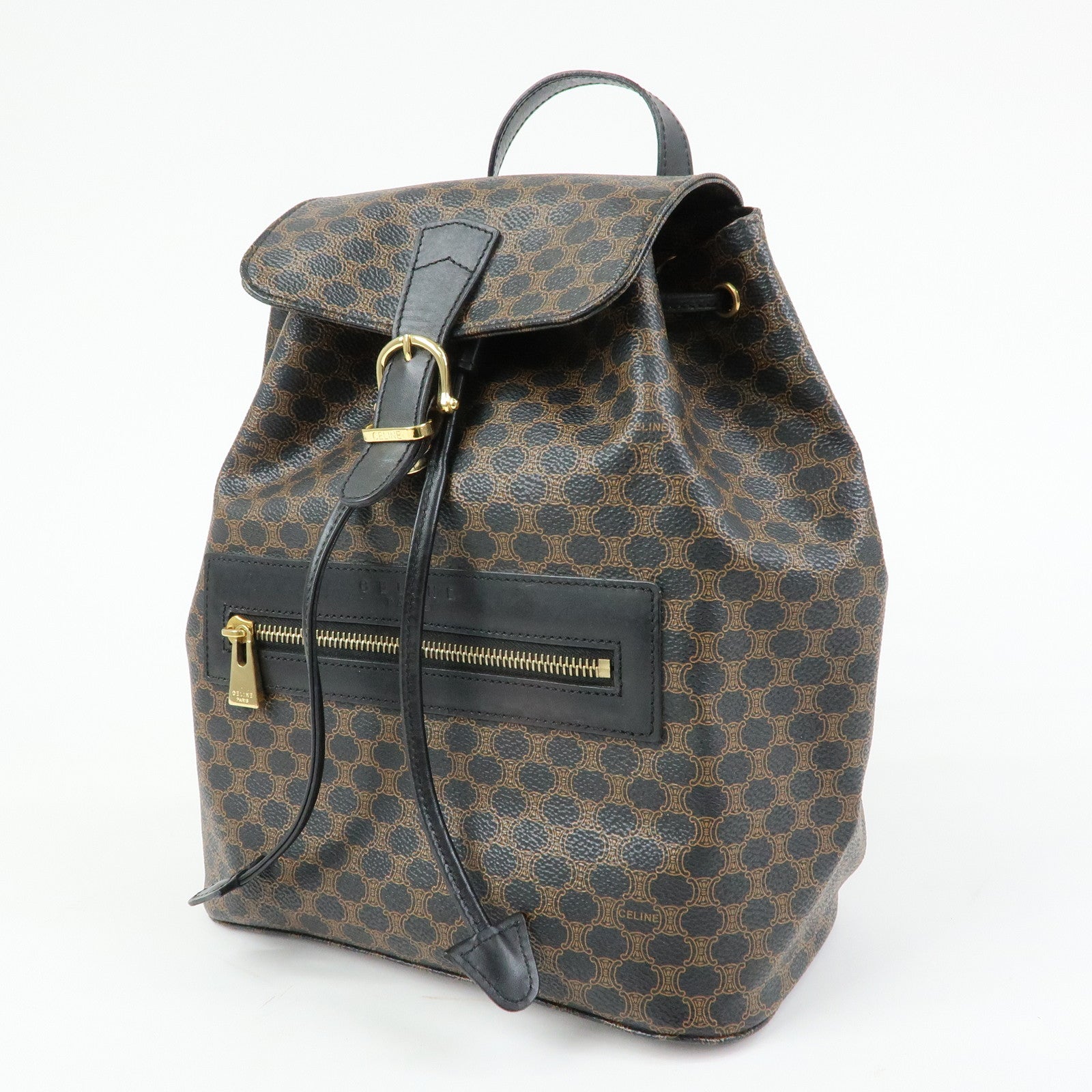 CELINE Macadam PVC Leather Backpack Black Brown
