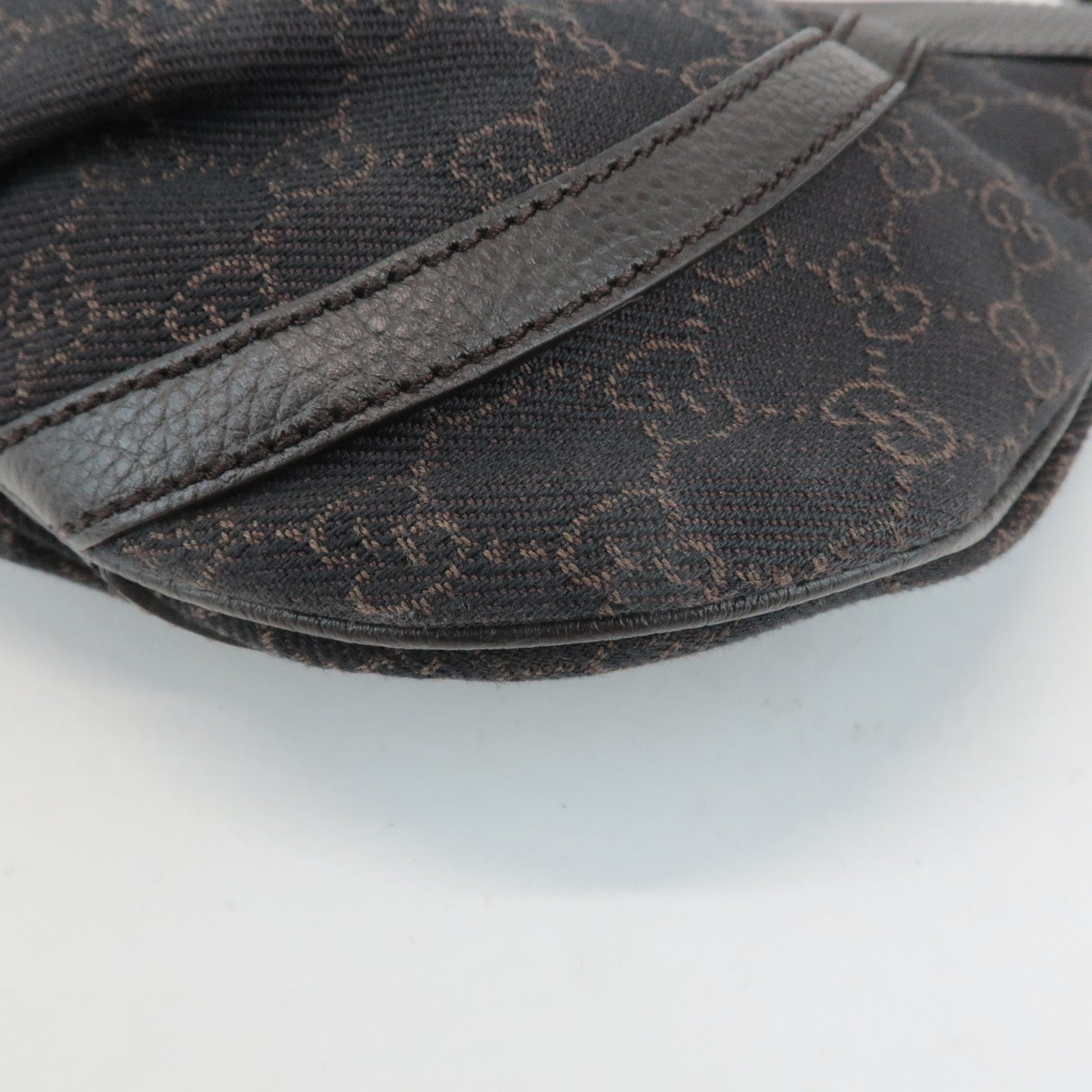 GUCCI Abbey GG Canvas Leather Shoulder Bag Dark Brown 265691 Used