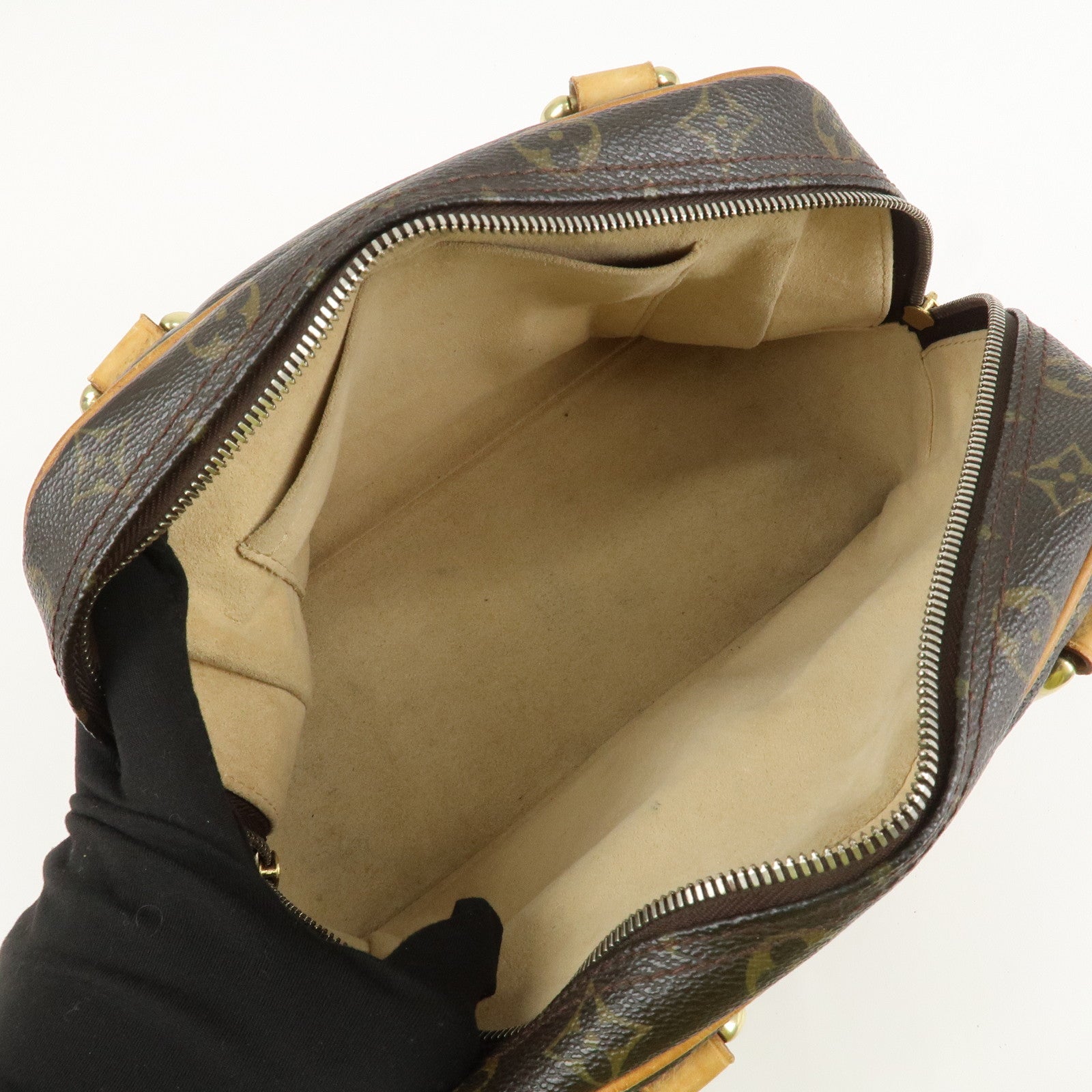 Louis Vuitton Monogram Manhattan PM Hand Bag Brown M40026 Used