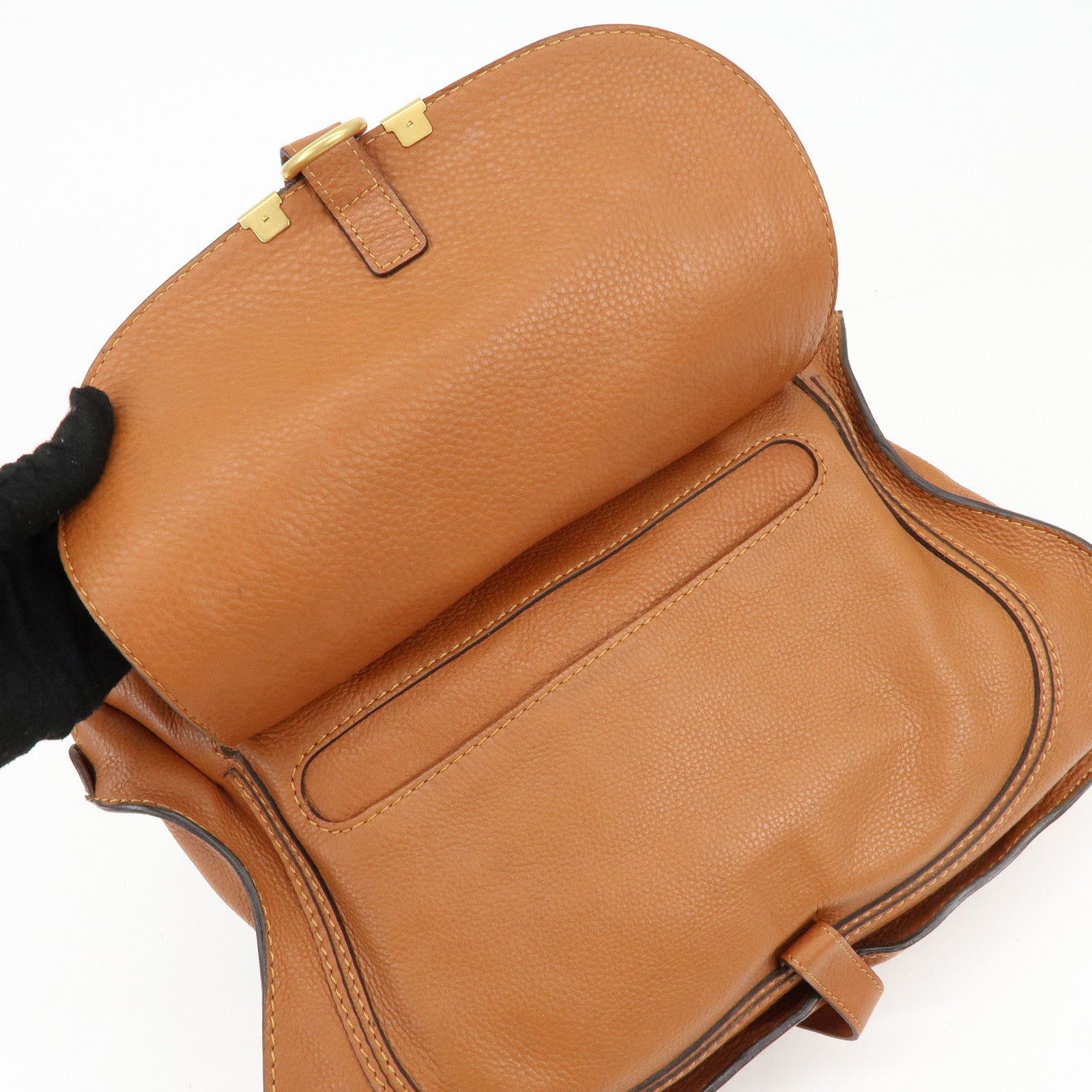 Chloe Marcie Leather Tote Bag Hand Bag Shoulder Bag Brown
