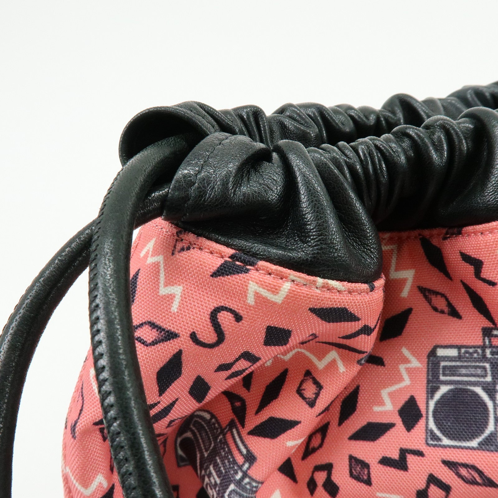 SAINT LAURENT PARIS Canvas Lamb Skin Teddy Bag Backpack Pink 553919