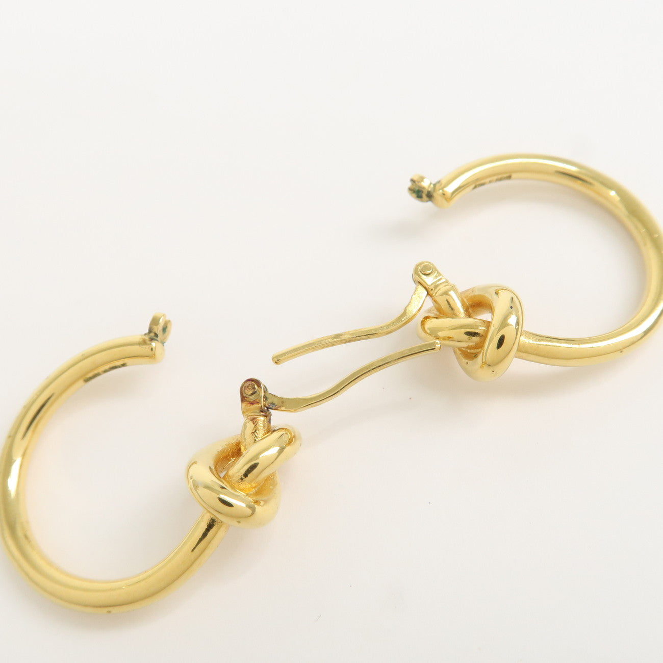CELINE Logo Knot Small Hoop Earrings Metal Gold