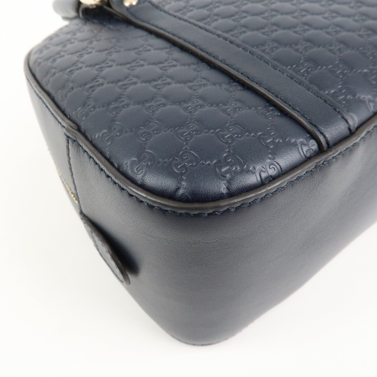 GUCCI Micro Guccissima Leather 2 Way Bag Hand Bag Dark Navy 510289