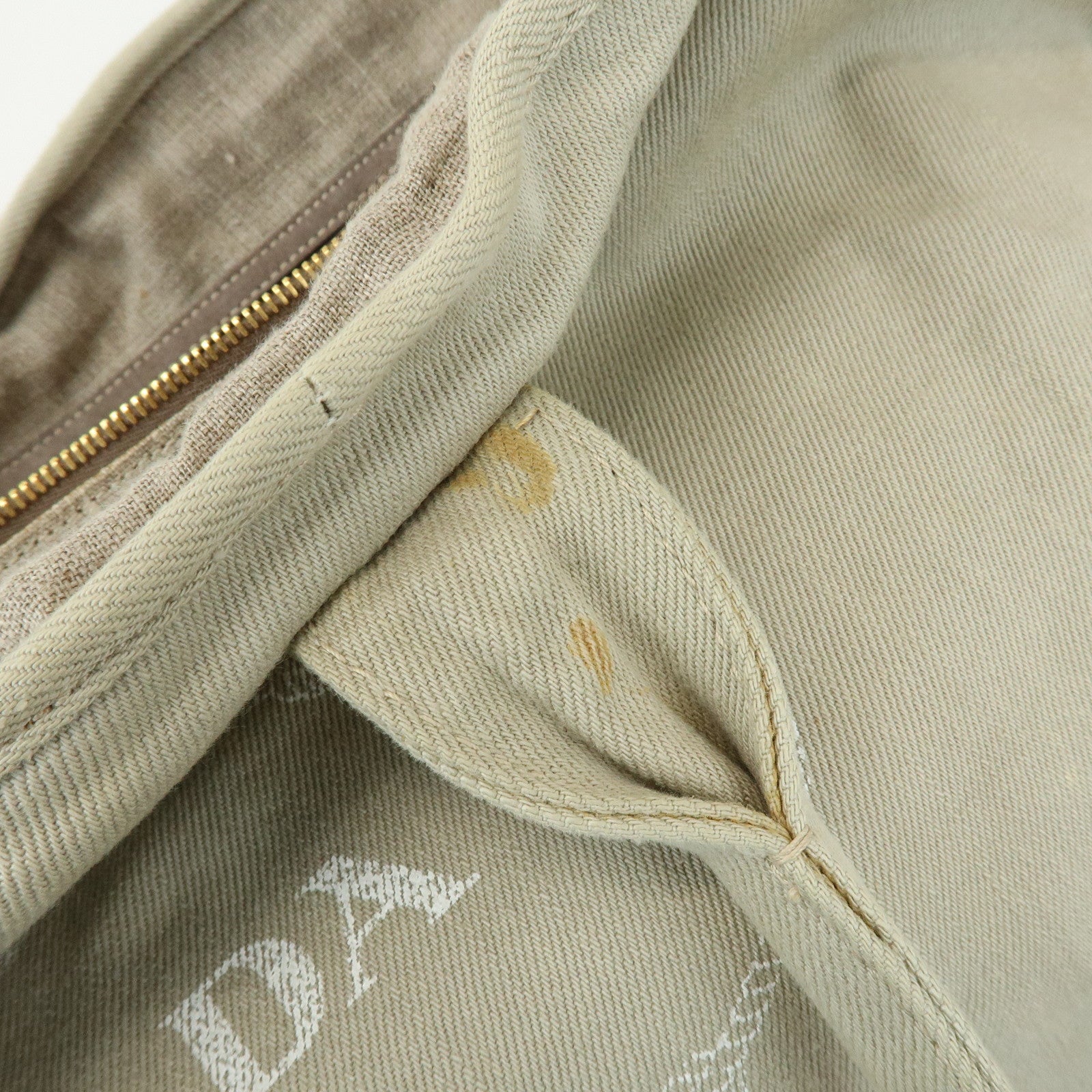 PRADA Triangle Logo Denim Tote Bag Shoulder Bag Light Beige BN2091