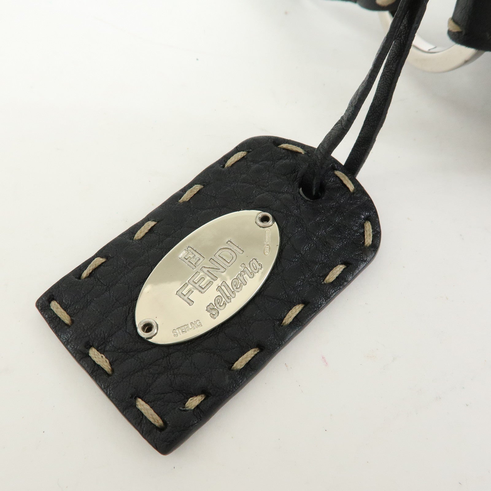 FENDI Selleria Leather Shoulder Bag Hand Bag Black 8BR356