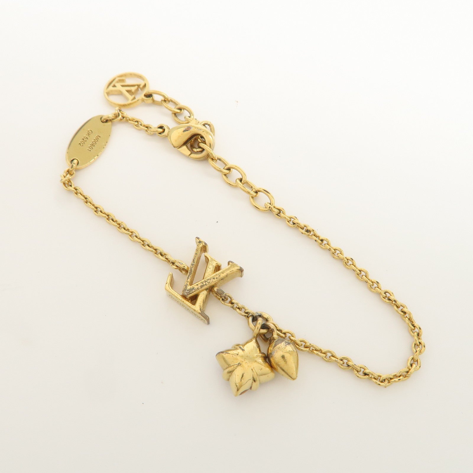 Louis Vuitton Loulougram LV Logo Metal Bracelet Gold M00801