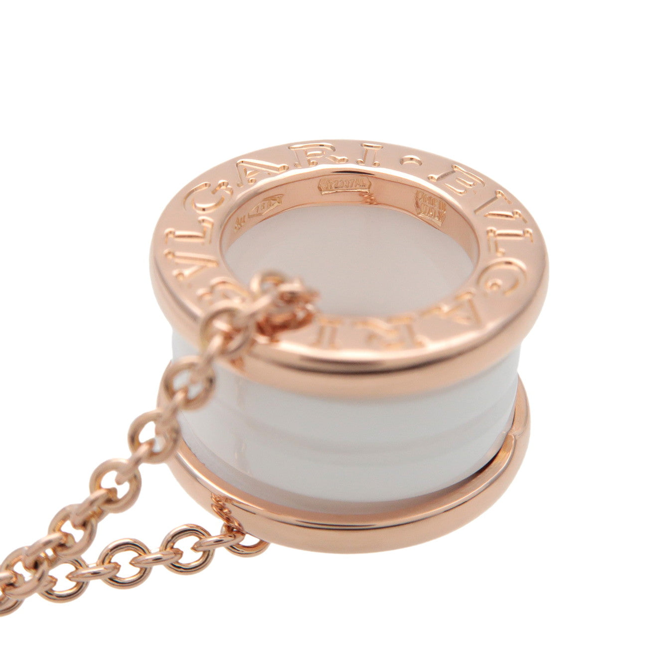 BVLGARI B-zero1 Necklace K18 750PG Ceramic Rose Gold White