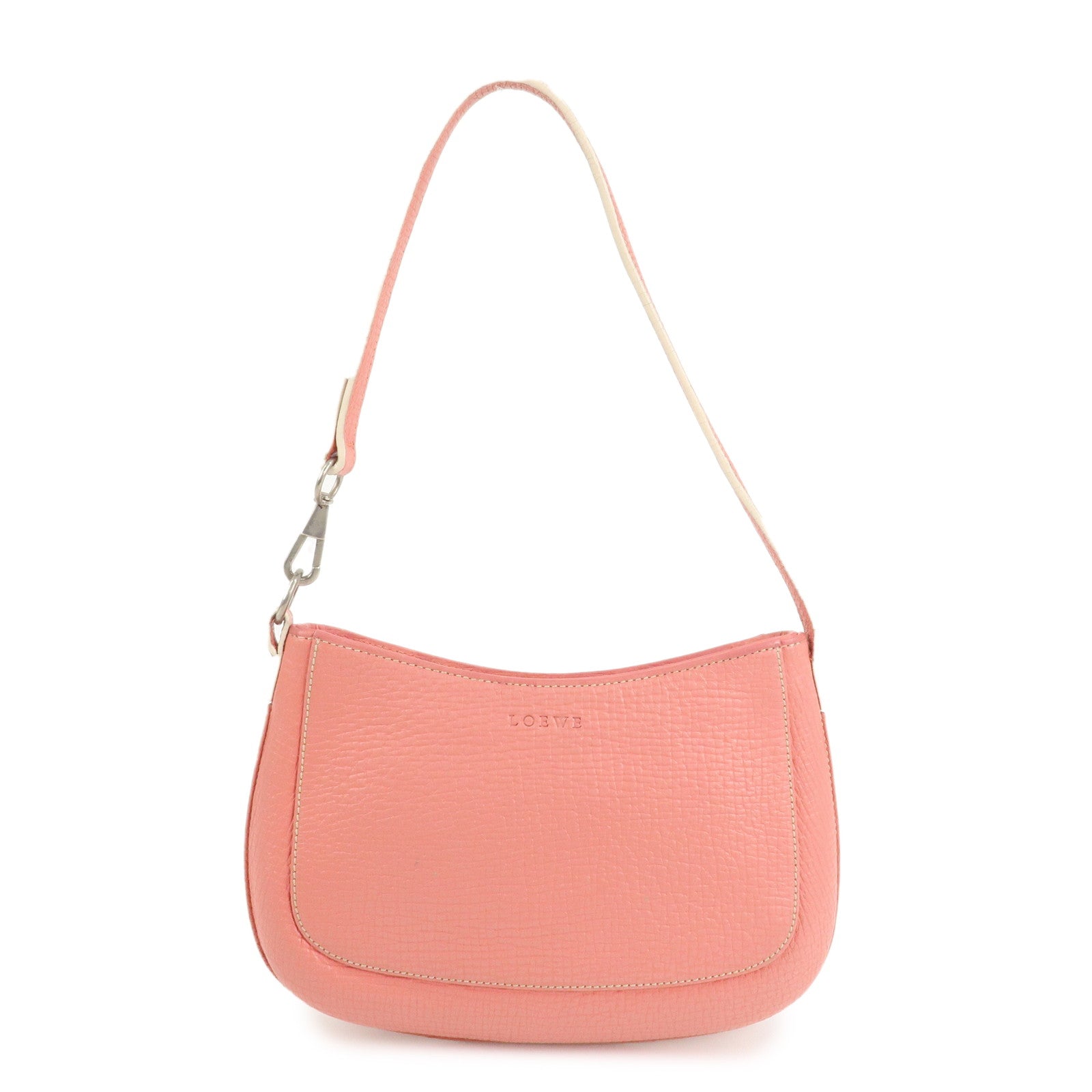 LOEWE Leather Shoulder Bag Hand Bag Pink Silver Hardware