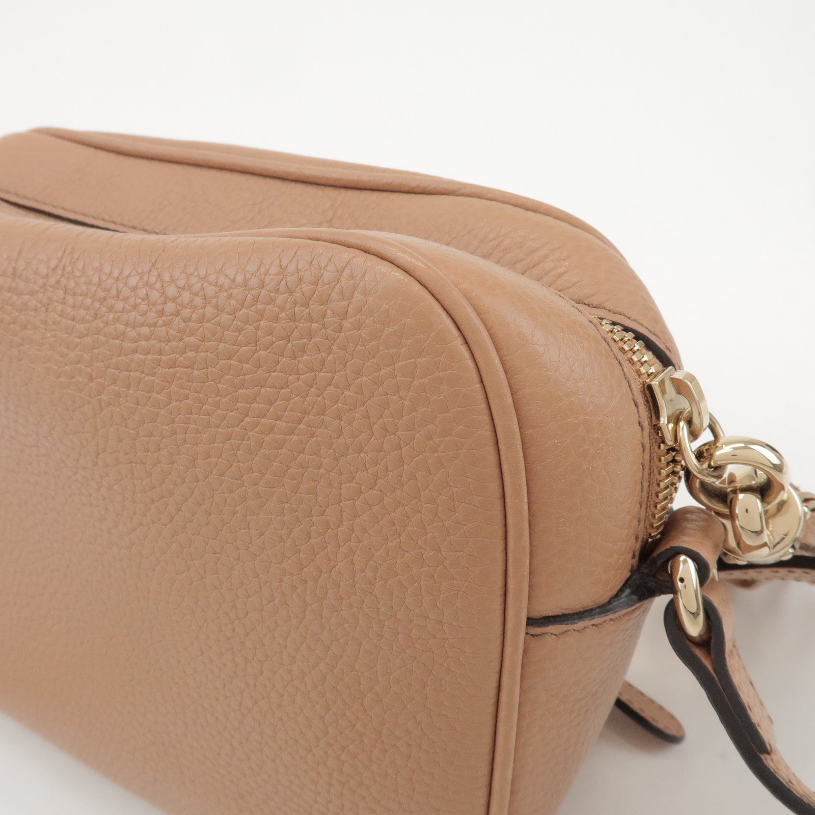GUCCI SOHO Interlocking G Leather Shoulder Bag Beige 308364