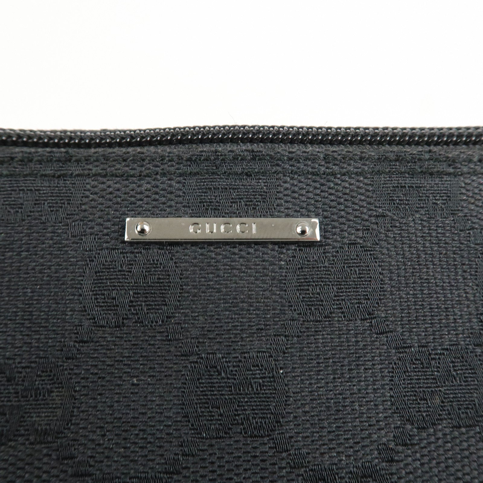 GUCCI Boat Bag GG Canvas Leather Hand Bag Black 07198