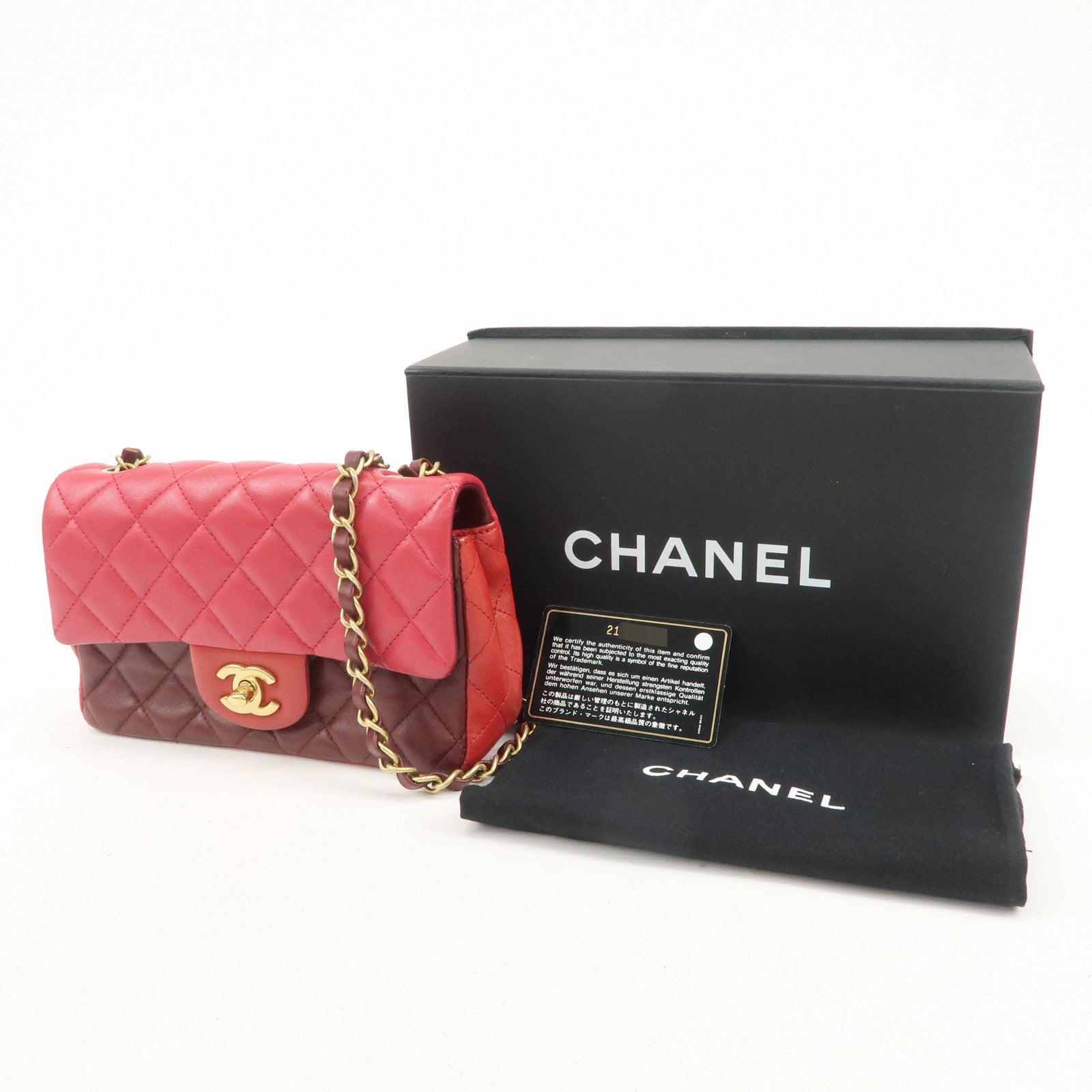 CHANEL Mini Matelasse Lamb Skin Chain Shoulder Bag Red A69900