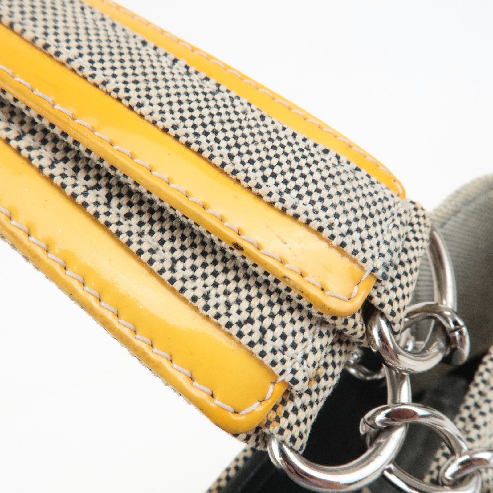 CHANEL COCO Mark No.5 Camellia Canvas Leather Patent Hand Bag A31573 Used