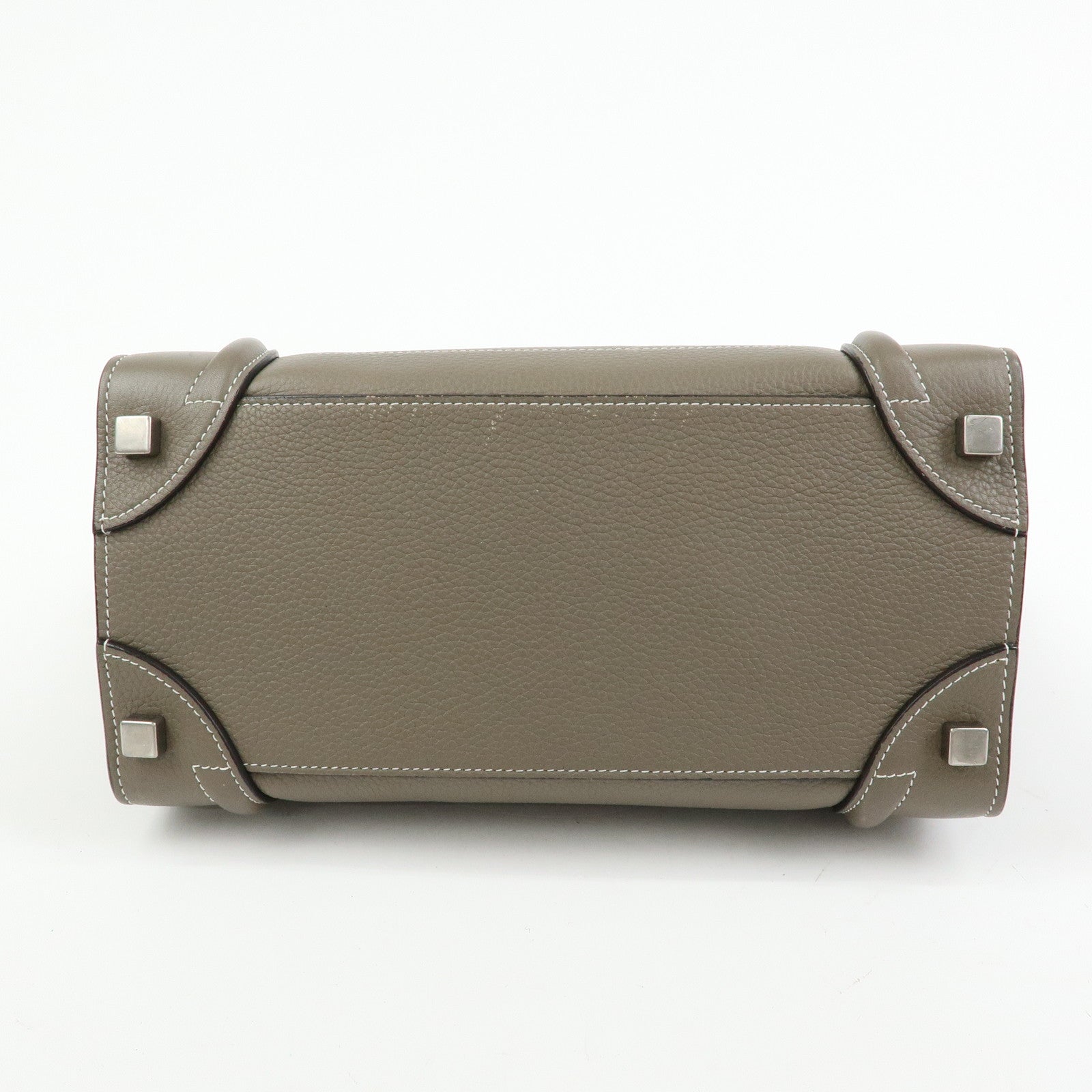 CELINE Luggage Micro Shopper Calf Leather Hand Bag Gray