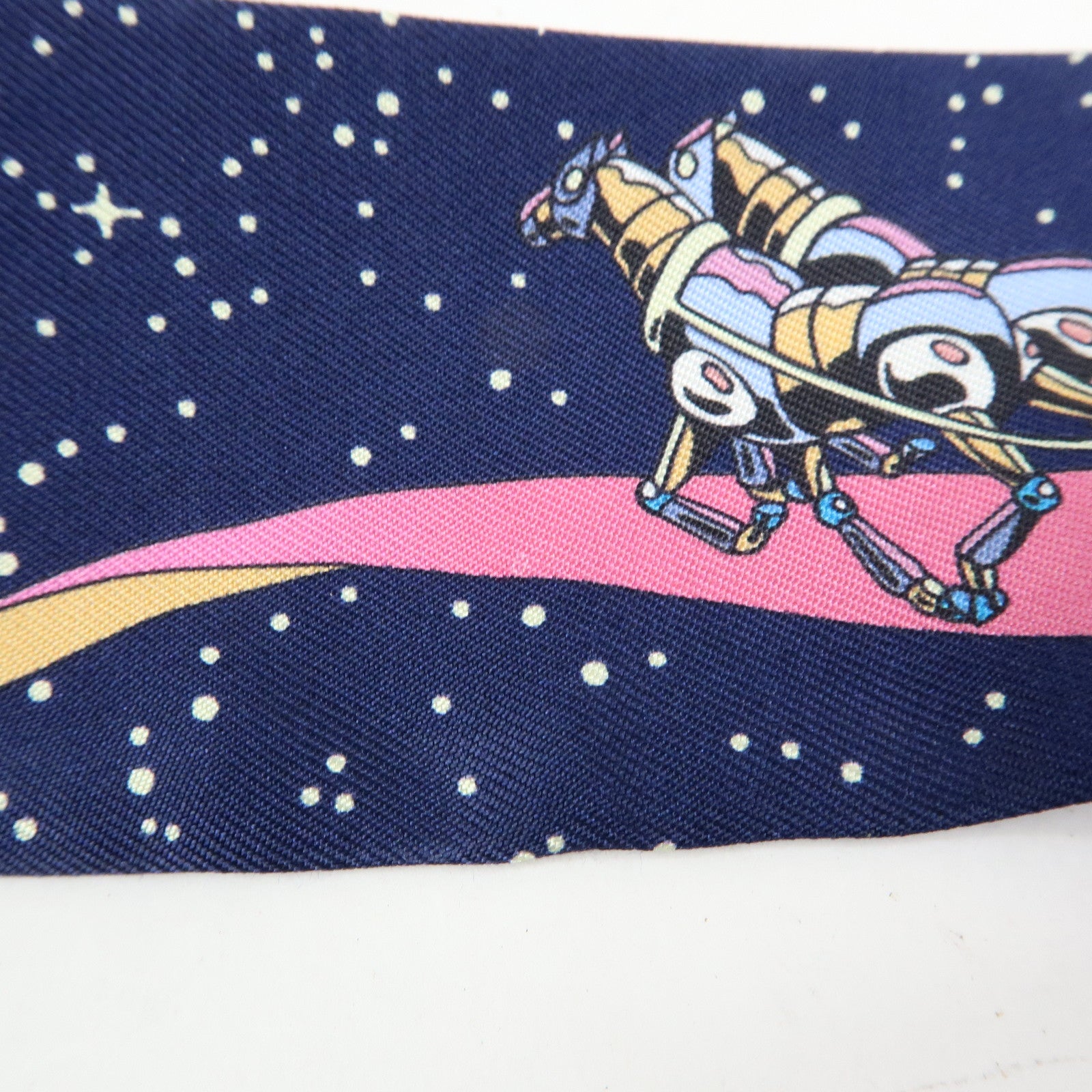 HERMES Silk 100% Twilly Scarf Space Derby Navy