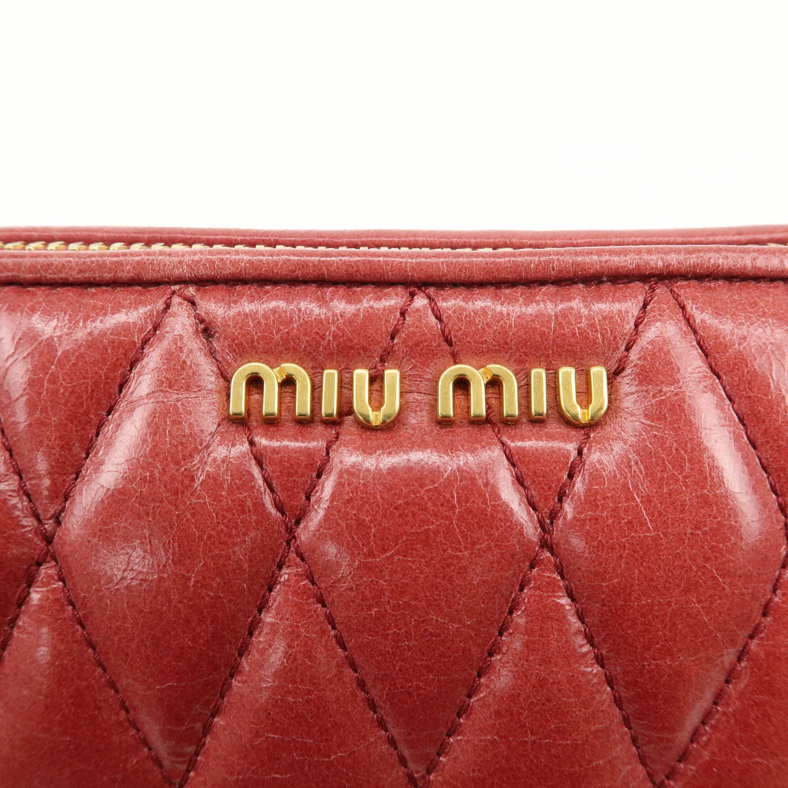 MIU MIU Matelasse Leather MI Clutch Bag Pink 5N1455