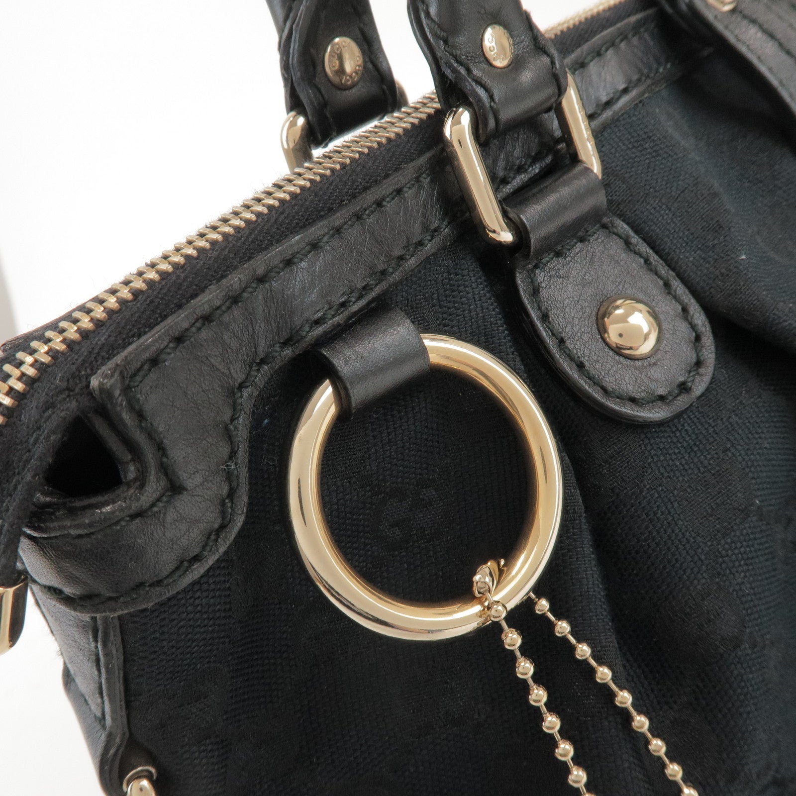 GUCCI Sukey Interlocking G GG Canvas Leather 2Way Bag Black 247902