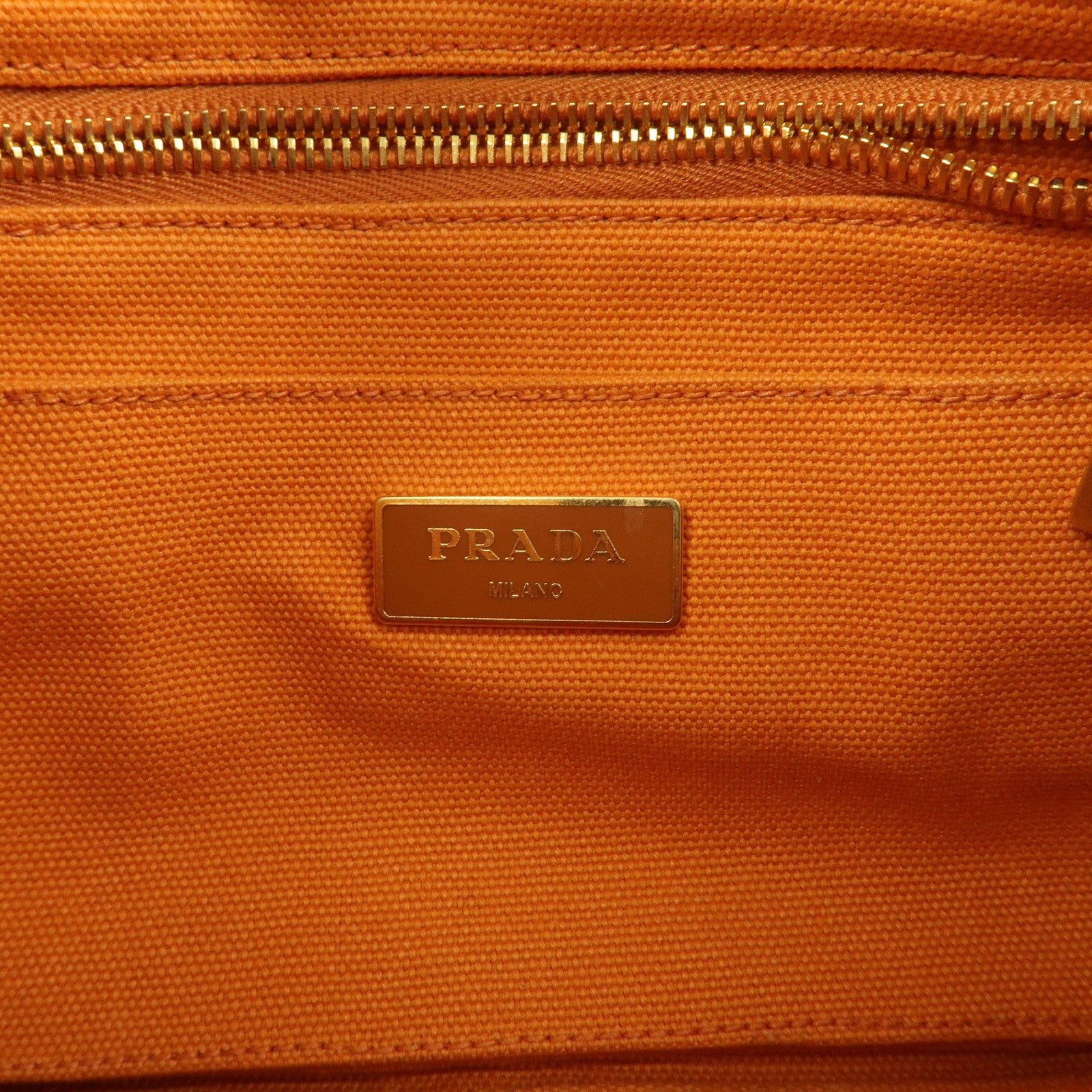 PRADA Triangle Logo Canapa Mini Canvas Tote Hand Bag Orange BN2439